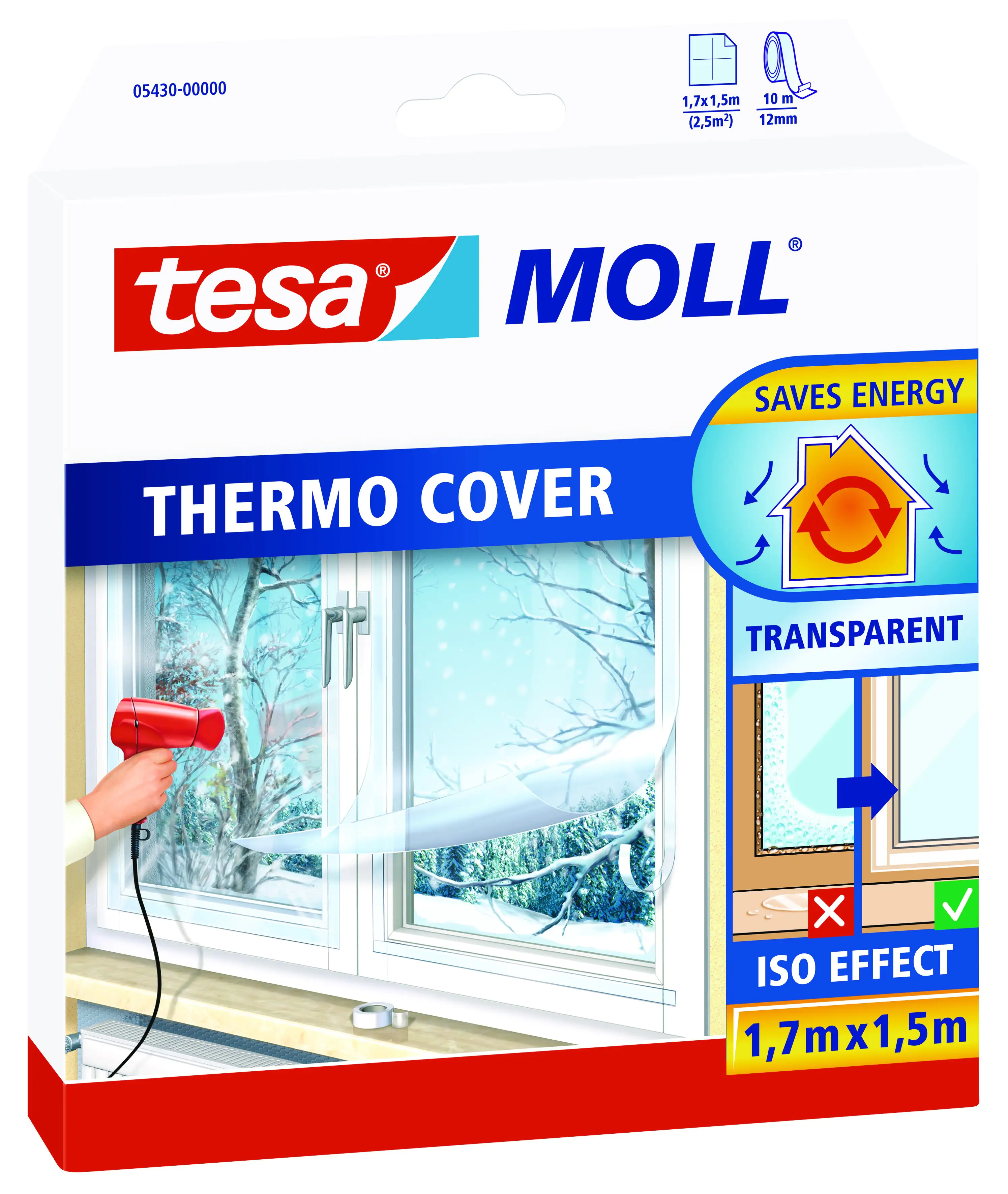tesa Moll Fenster Isolierfolie Thermo Cover 1,7 x 1,5 m