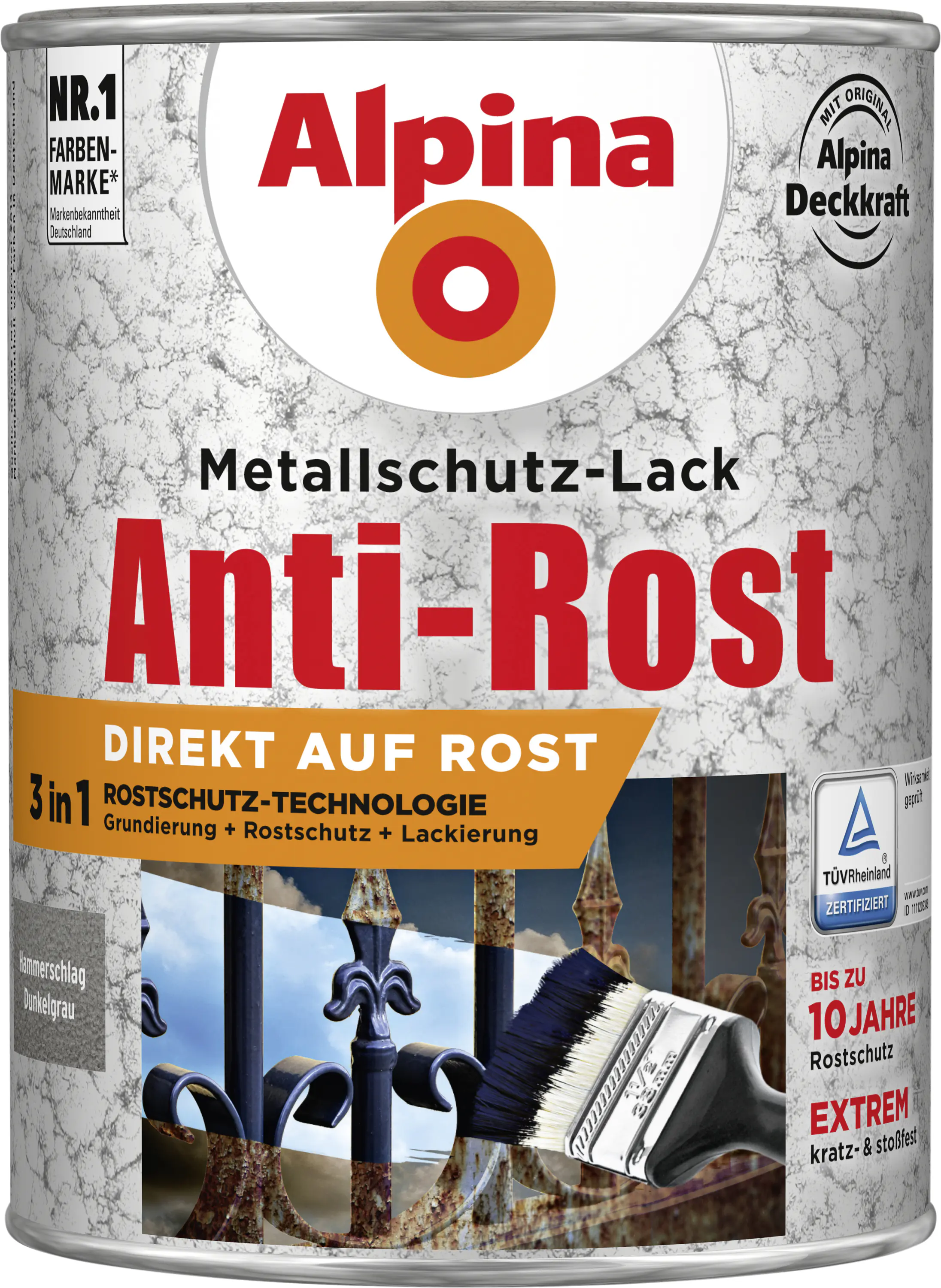 Alpina Metallschutz-Lack Hammerschlag 2,5 L dunkelgrau