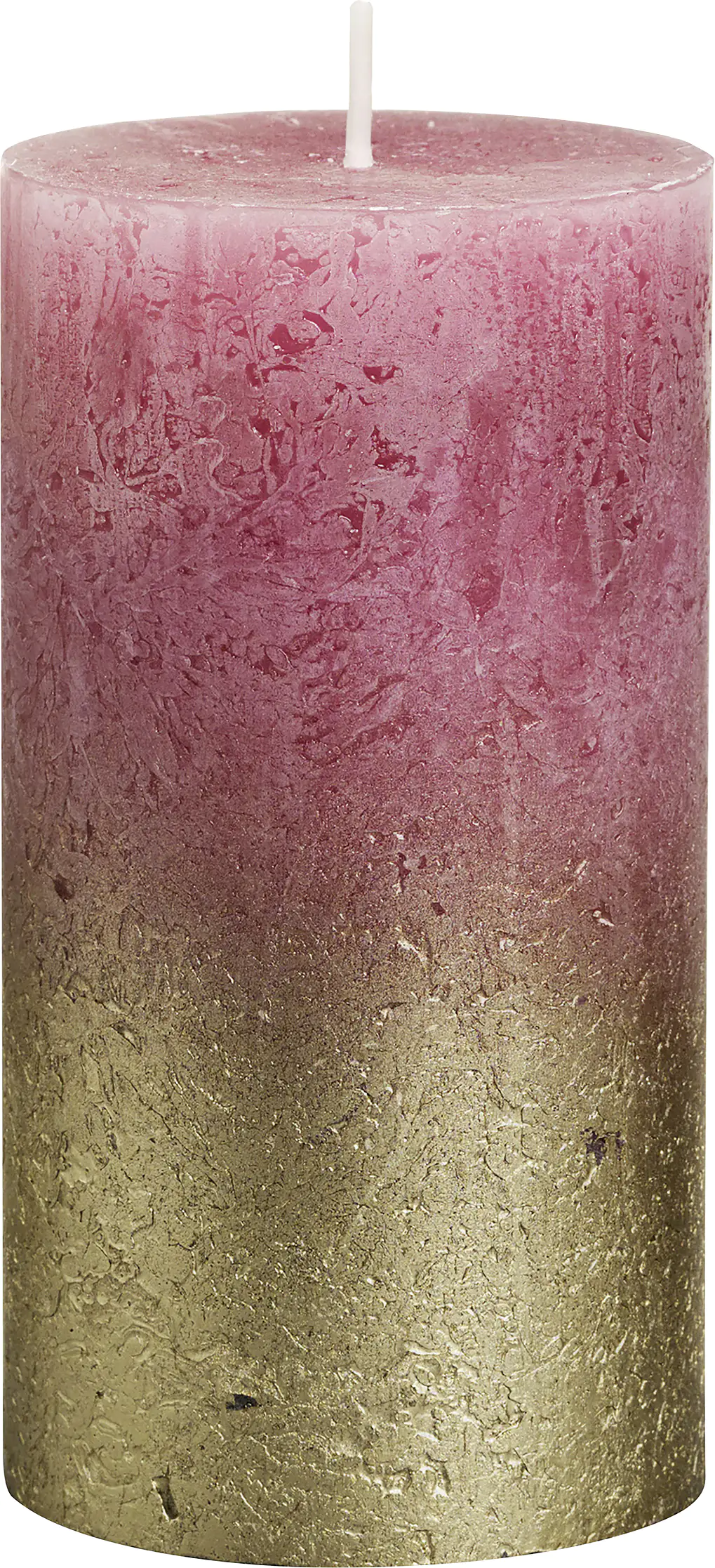8717847122308_1583512 Bolsius Rustik Stumpenkerze Metallic altrosa-gold Höhe 13 cm Ø 6,8 cm