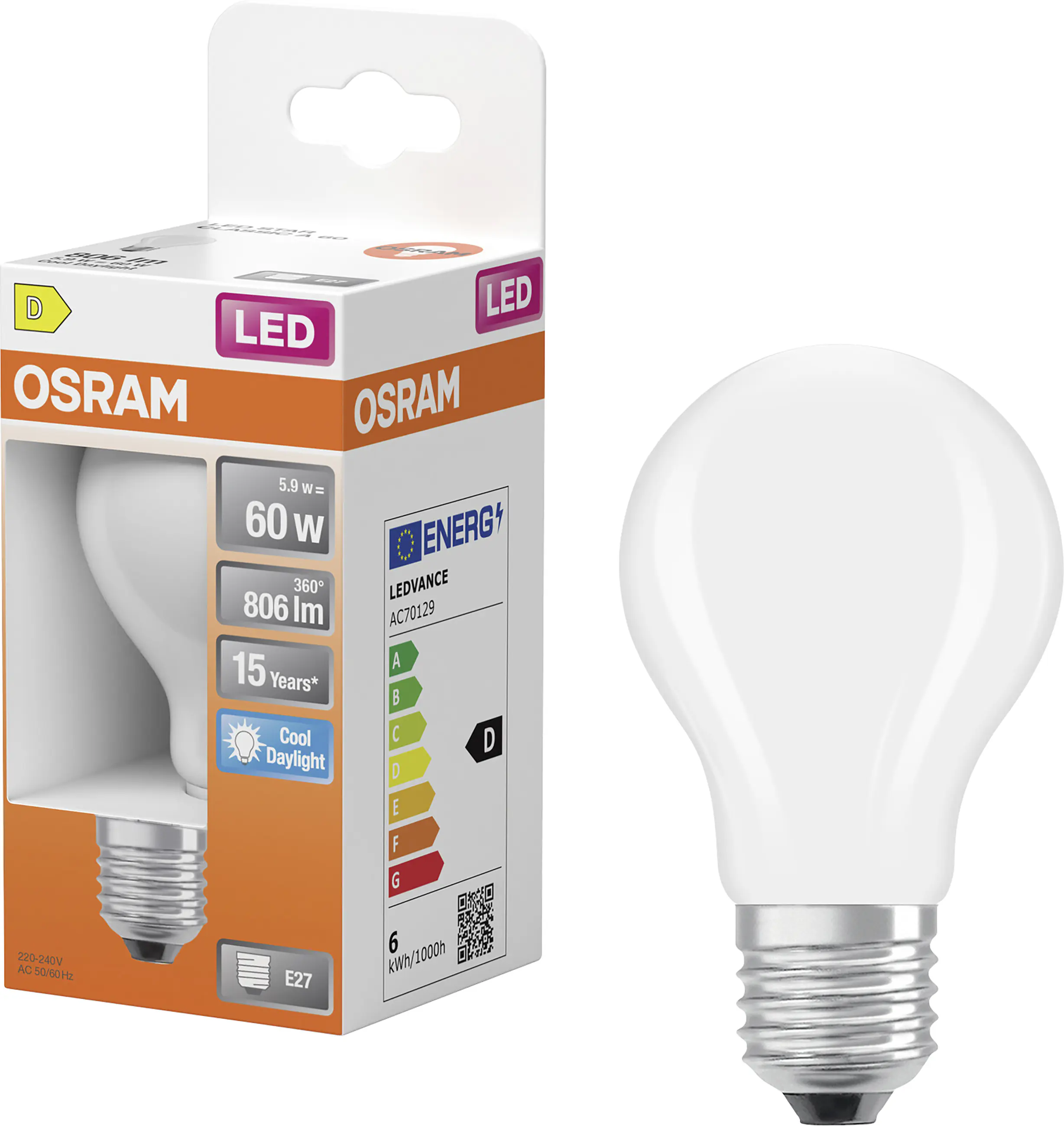 Osram LED Leuchtmittel E27 Star Classic 9W matt kaltweiß Osram LED Leuchtmittel E27 Star Classic 9W matt kaltweiß