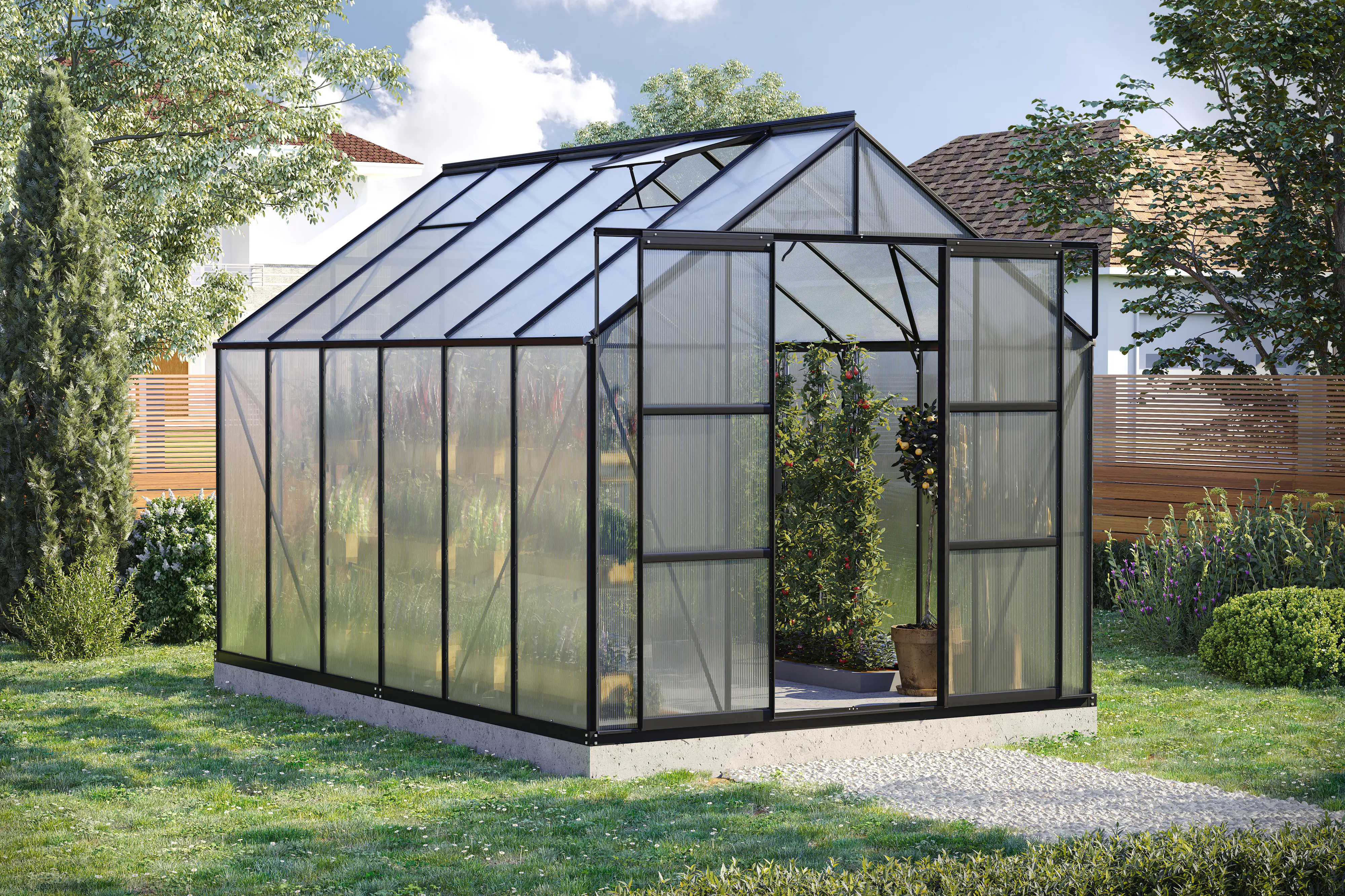 Vitavia Gewächshaus-Set Uranus 9900 HKP 4 mm schwarz 254 x 379 cm 