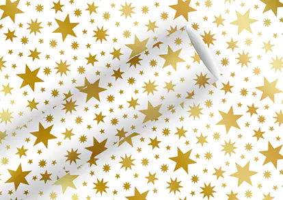Braun & Company Geschenkpapier Beautiful stars gold Alu 1,5 m x 70 cm