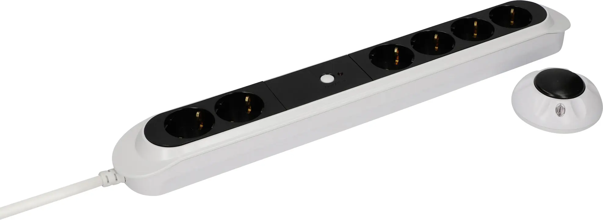 Unitec Steckdosenleiste 6-fach 1,5m mit Funk Fußtretschalter, schwarz weiß