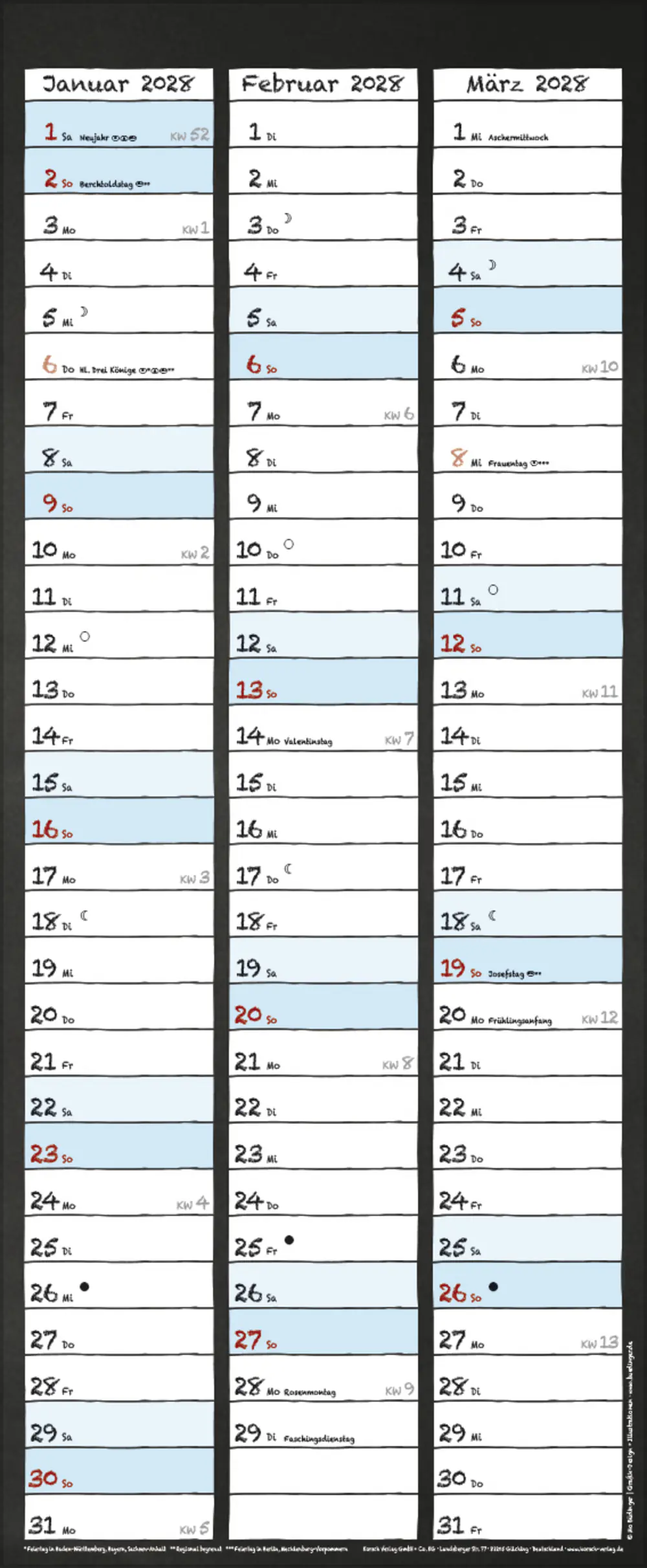 Korsch Kalender Timer Tafel 2027