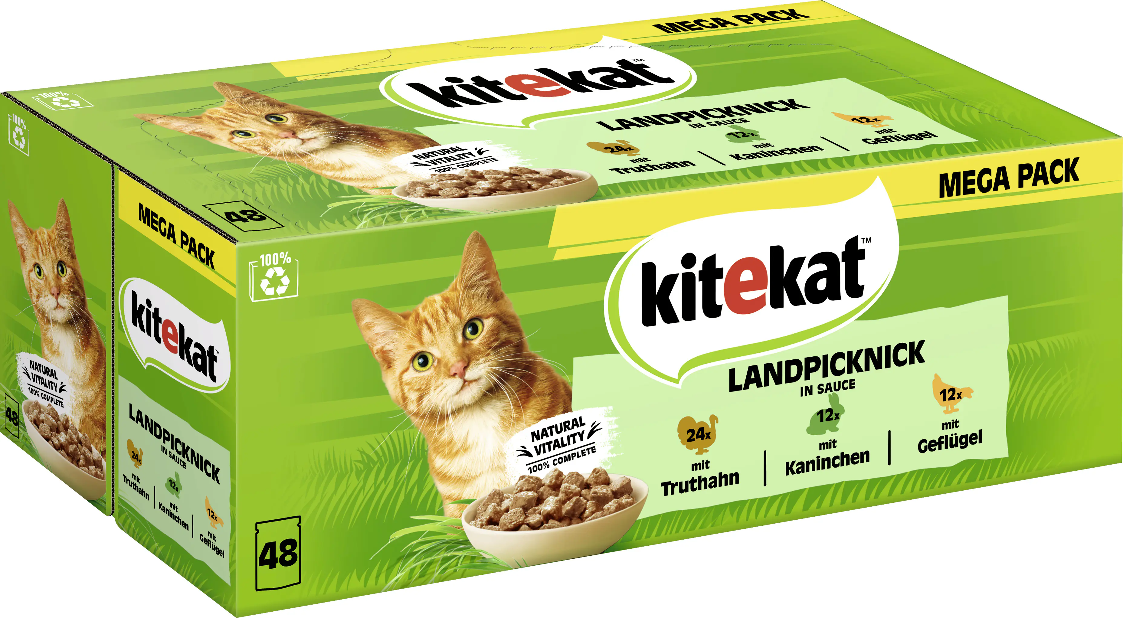 Kitekat Landpicknick Katzennassfutter Adult 48 x 85 g Huhn, Rind & Lachs