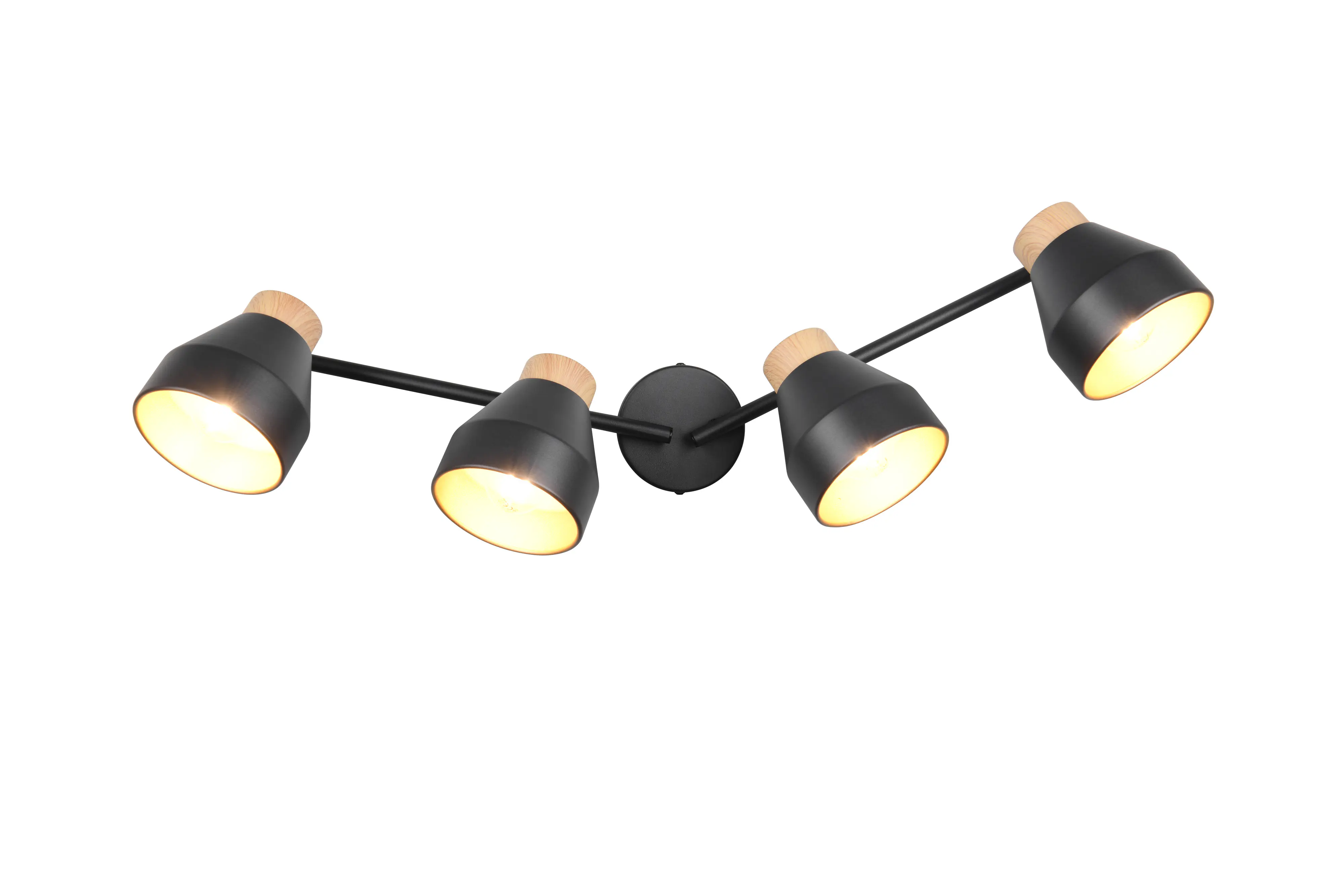 Trio LED-Deckenlampe 4er Spot Valentin 22 x 71,5 cm schwarz matt/natur