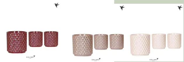 Kolibri Home Übertopf Diamond Pearl Keramik Ø 9 x 11 cm 3-fach sortiert