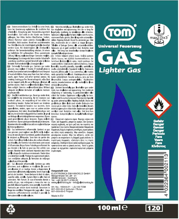 TOM Feuerzeuggas LG-100 - 100 ml