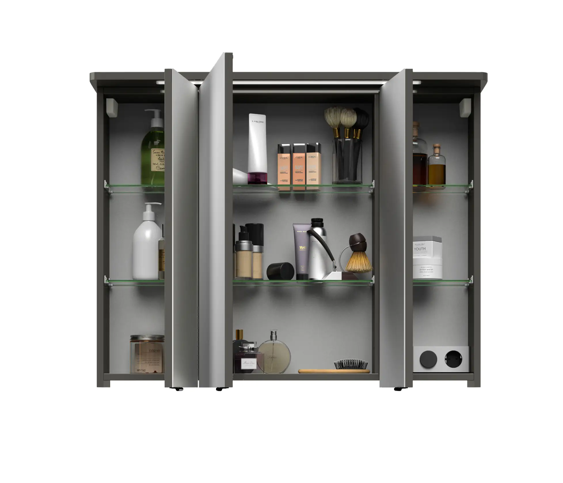 Pelipal Spiegelschrank Fokus 4005 lack steingrau hochglanz