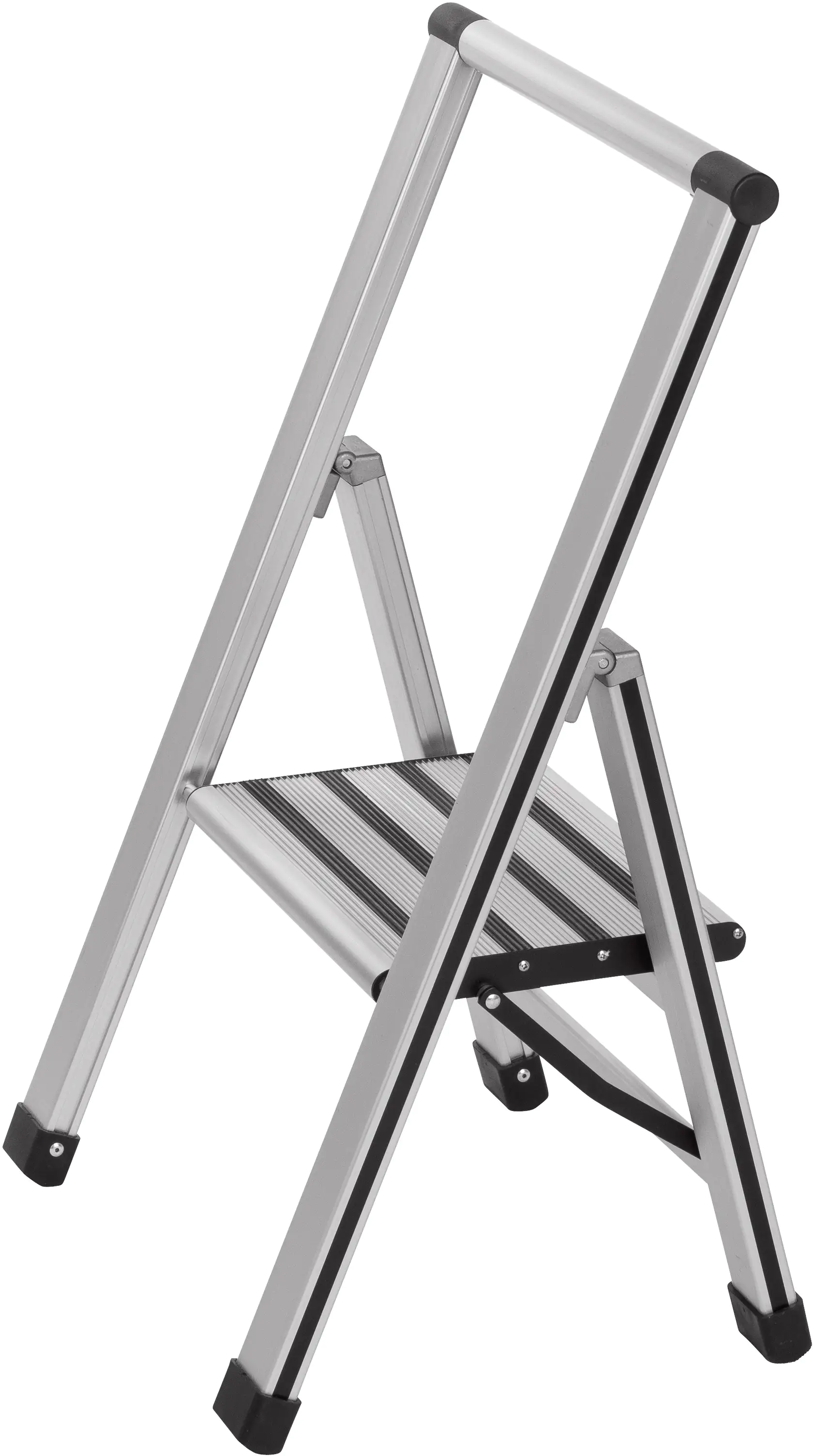 4008838601068_2668359 Wenko Alu-Design Klapptrittleiter 1-stufig, Ultraflach, Breite Stufen, max. 150 kg