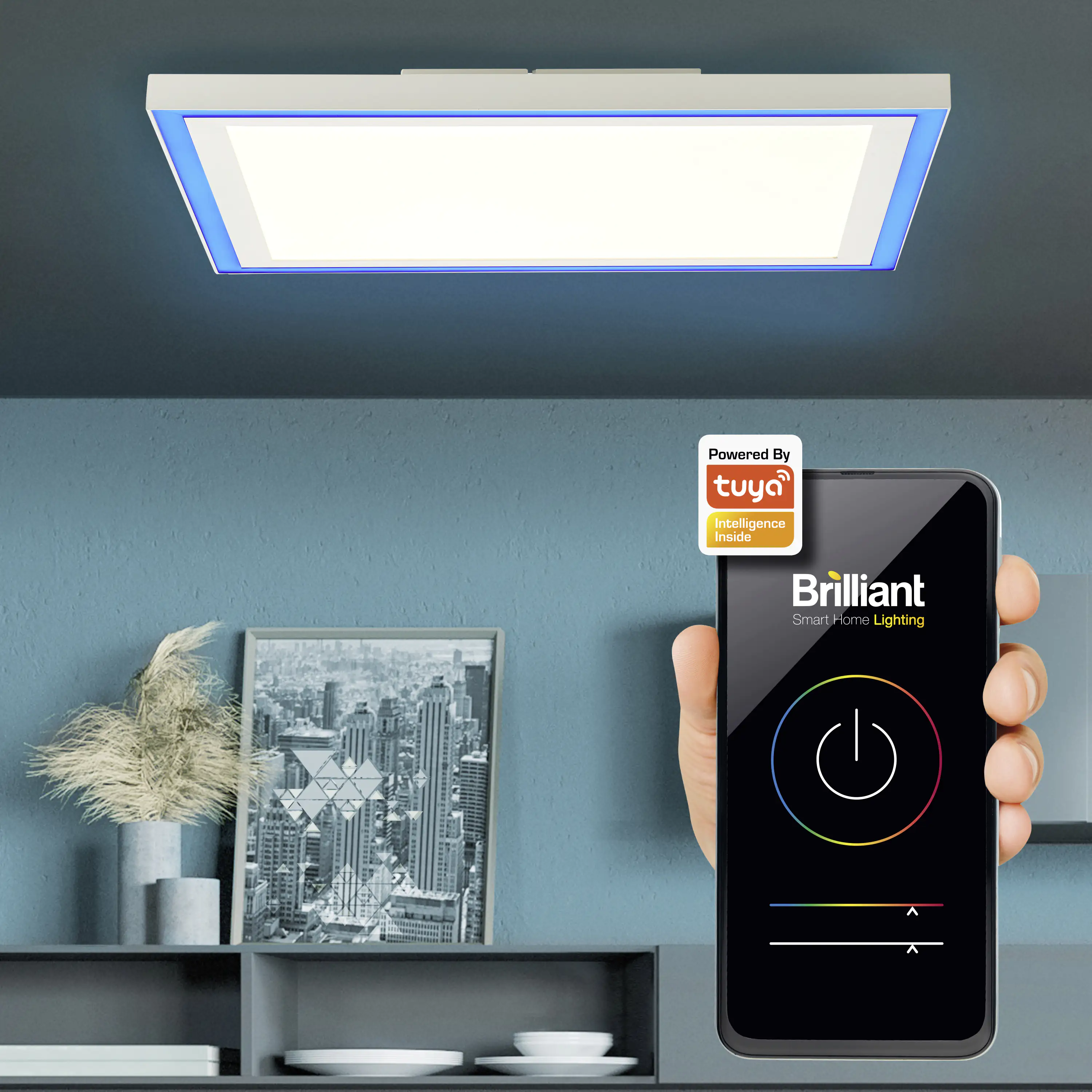 Brilliant Tuya Smart LED Deckenleuchte Ladoga 45 x 45 cm weiß