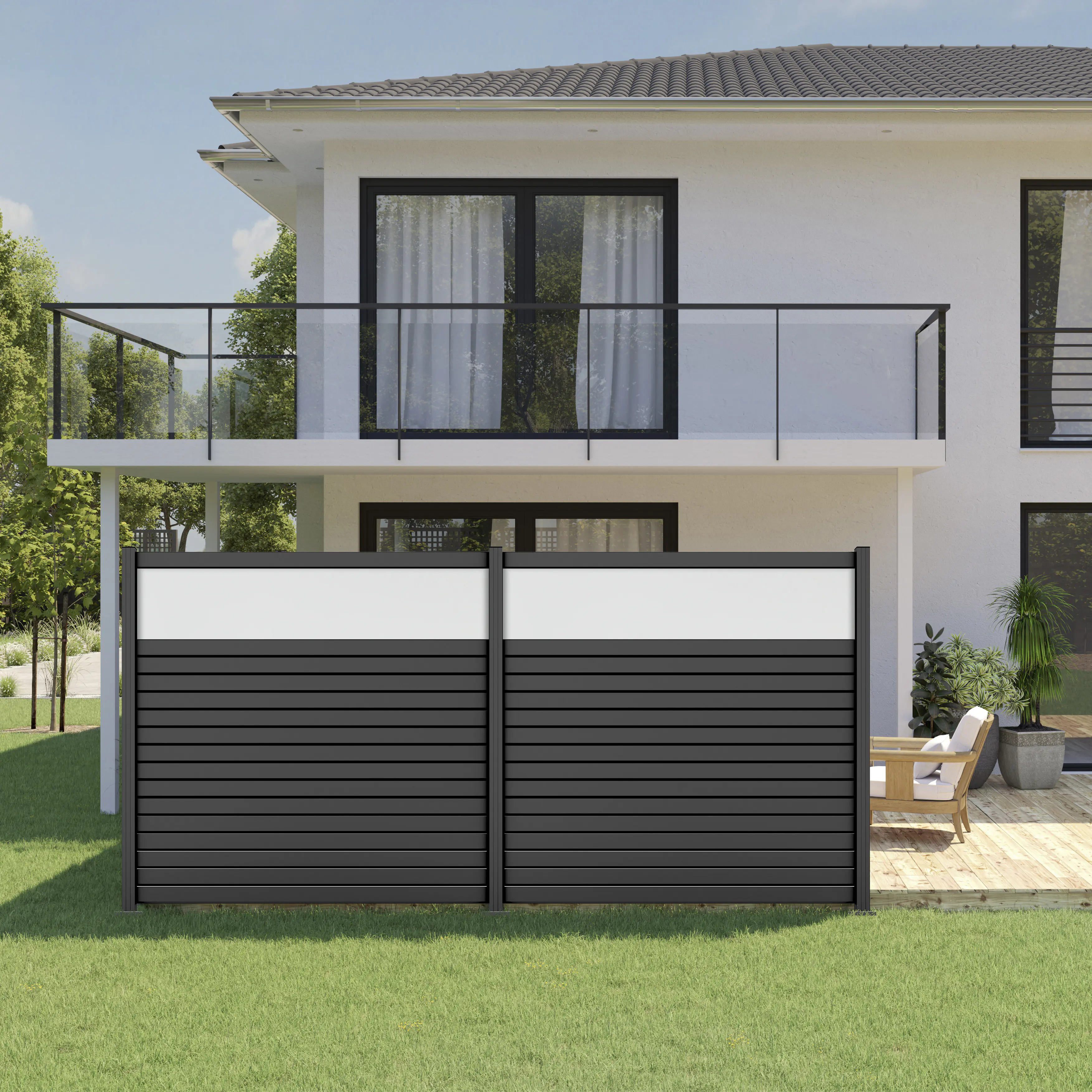 Ambiente Alu-Zaun Erweiterungsset Rhombus MINI 187 x 184,2 cm anthrazit 