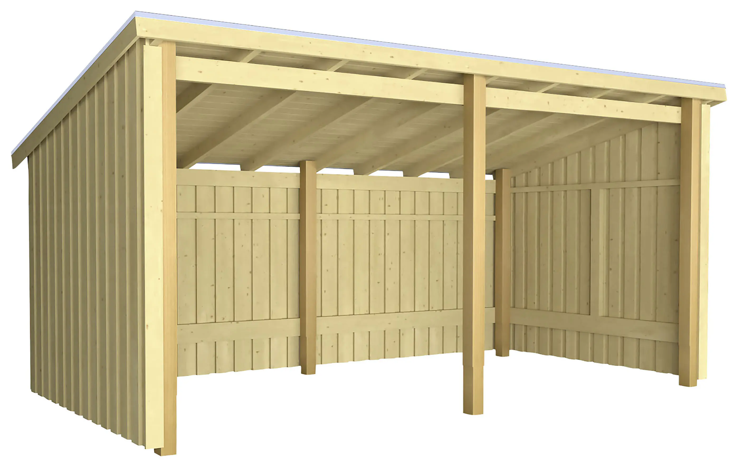 Plus Gartenhaus Nordic Multi 416 x 208 cm natur offen mit  Dachpappe