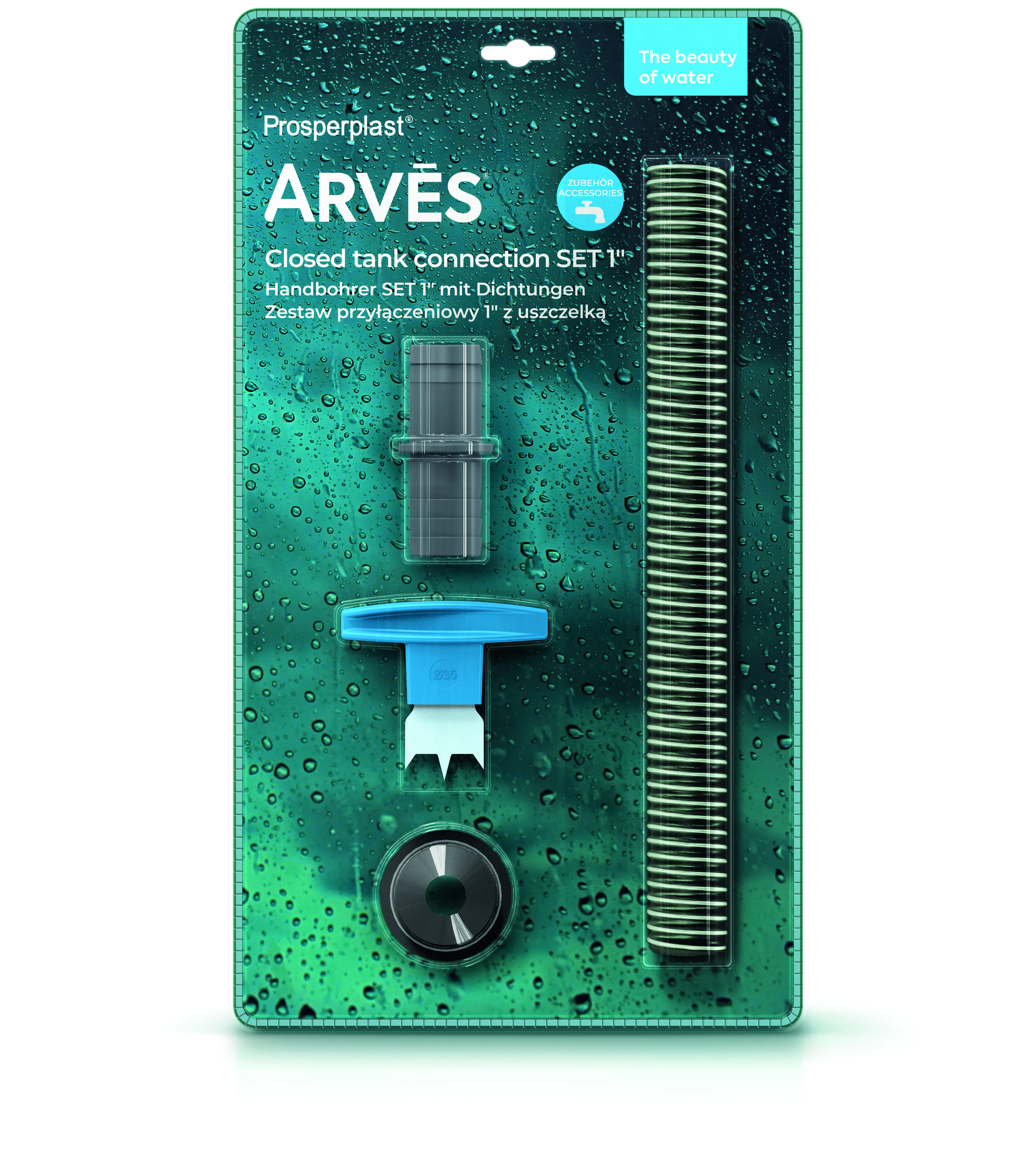 Arves Handbohrer Anschluss Set mit Dichtungen 1'' (23,5 mm) basalt