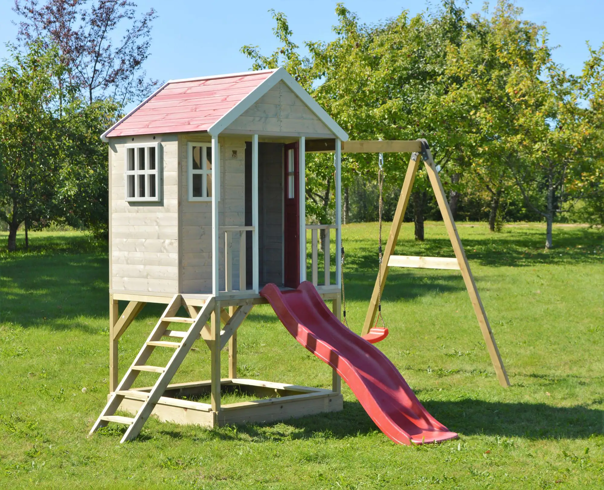 Wendi Toys Kinderspielhaus Alpaka Spielturm inkl. Veranda, Schaukel & Rutsche Wendi Toys Kinderspielhaus Alpaka Spielturm inkl. Veranda, Schaukel & Rutsche