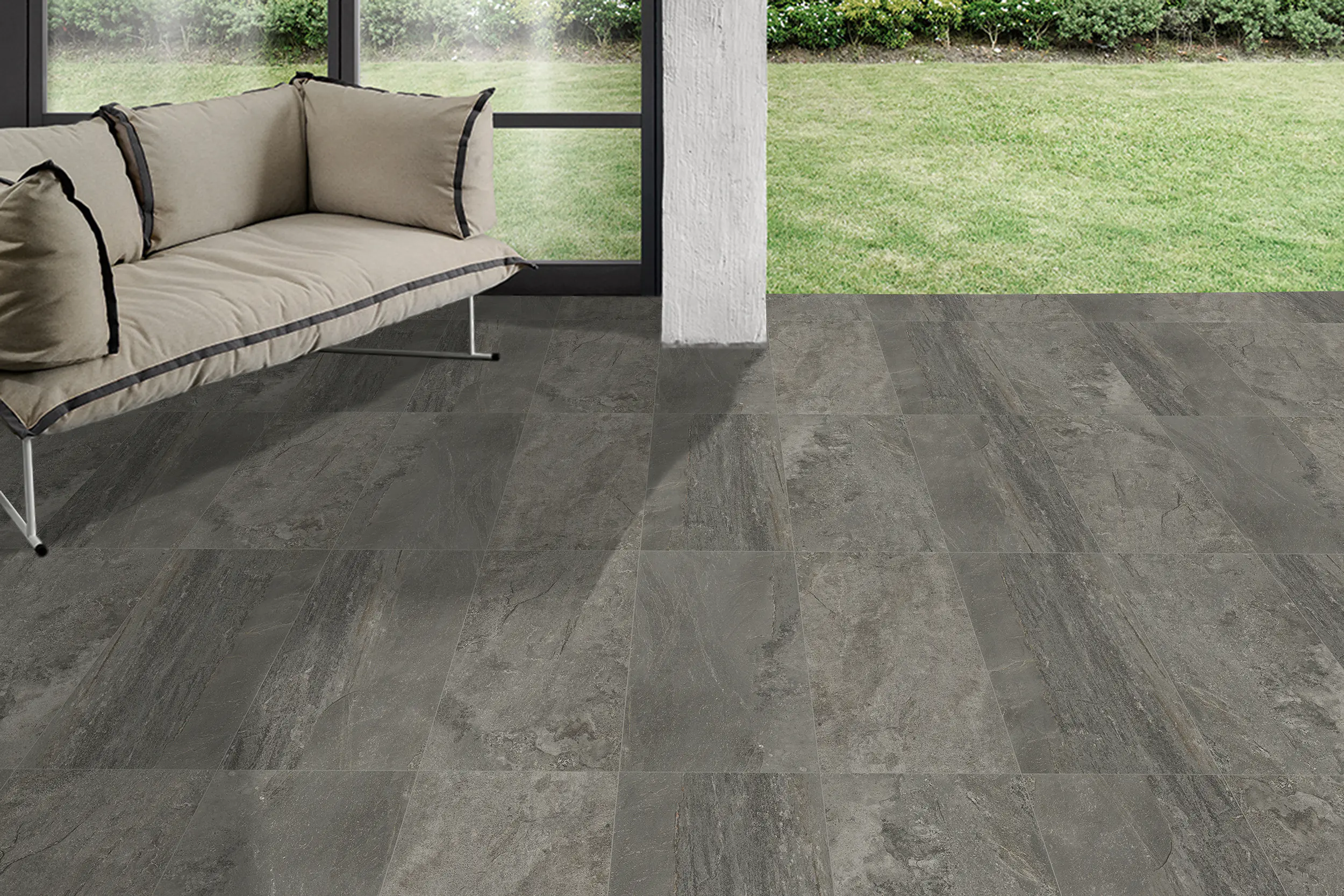 Bodenfliese Feinsteinzeug Roccia 31 x 62 cm anthrazit Bodenfliese Feinsteinzeug Roccia 31 x 62 cm anthrazit