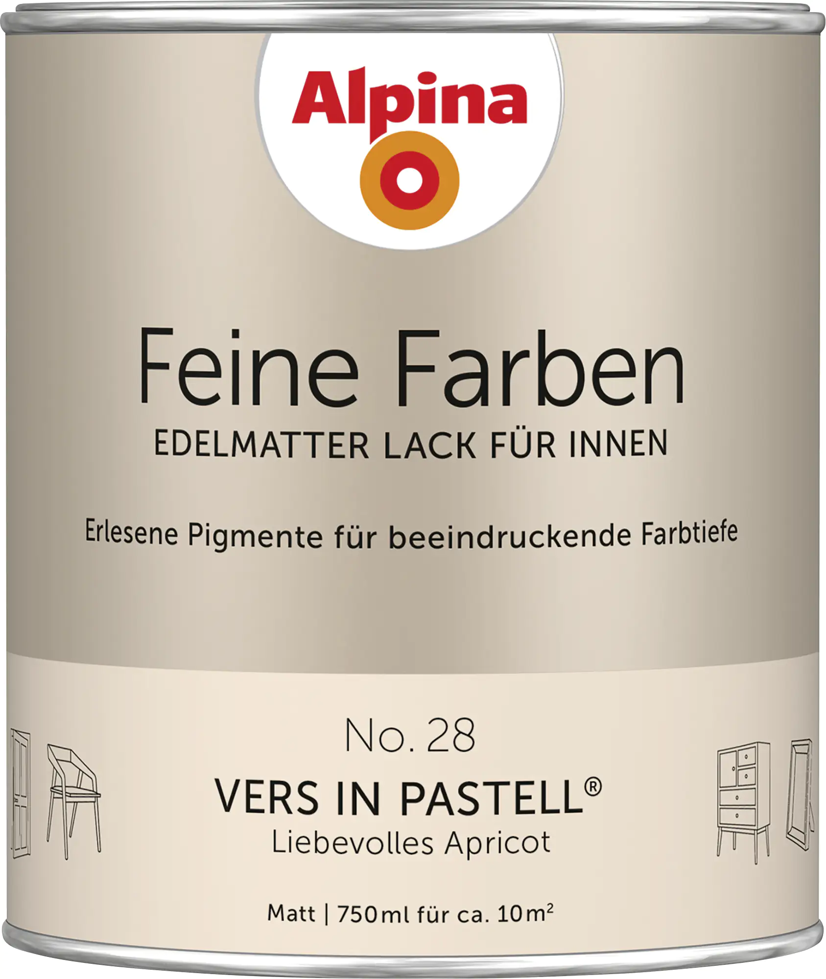Alpina Feine Farben Lack No. 28 Vers in Pastell  apricot edelmatt 750 ml Alpina Feine Farben Lack No. 28 Vers in Pastell  apricot edelmatt 750 ml