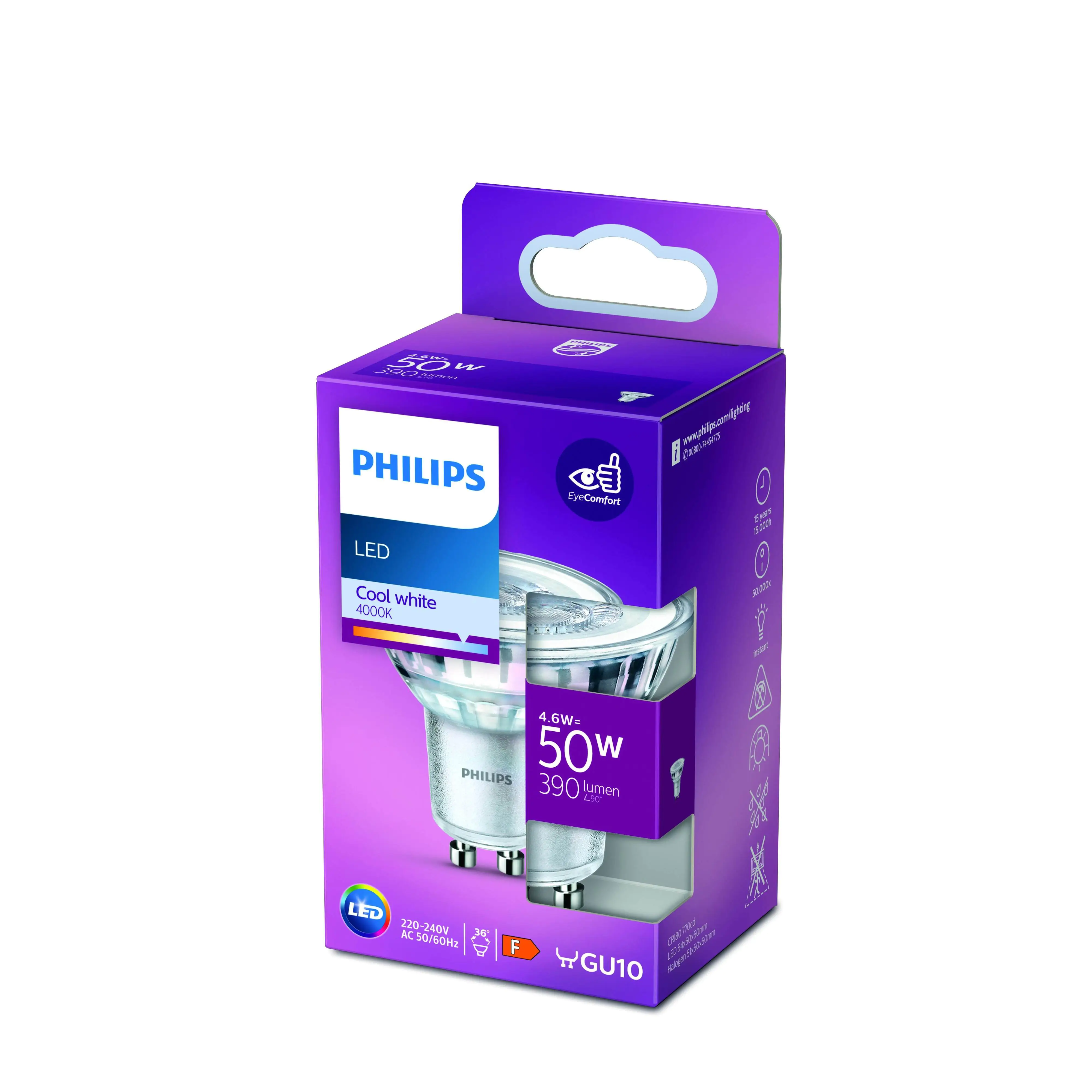 Philips LED-Leuchtmittel Spot PAR16 GU10 4,6W warmweiß