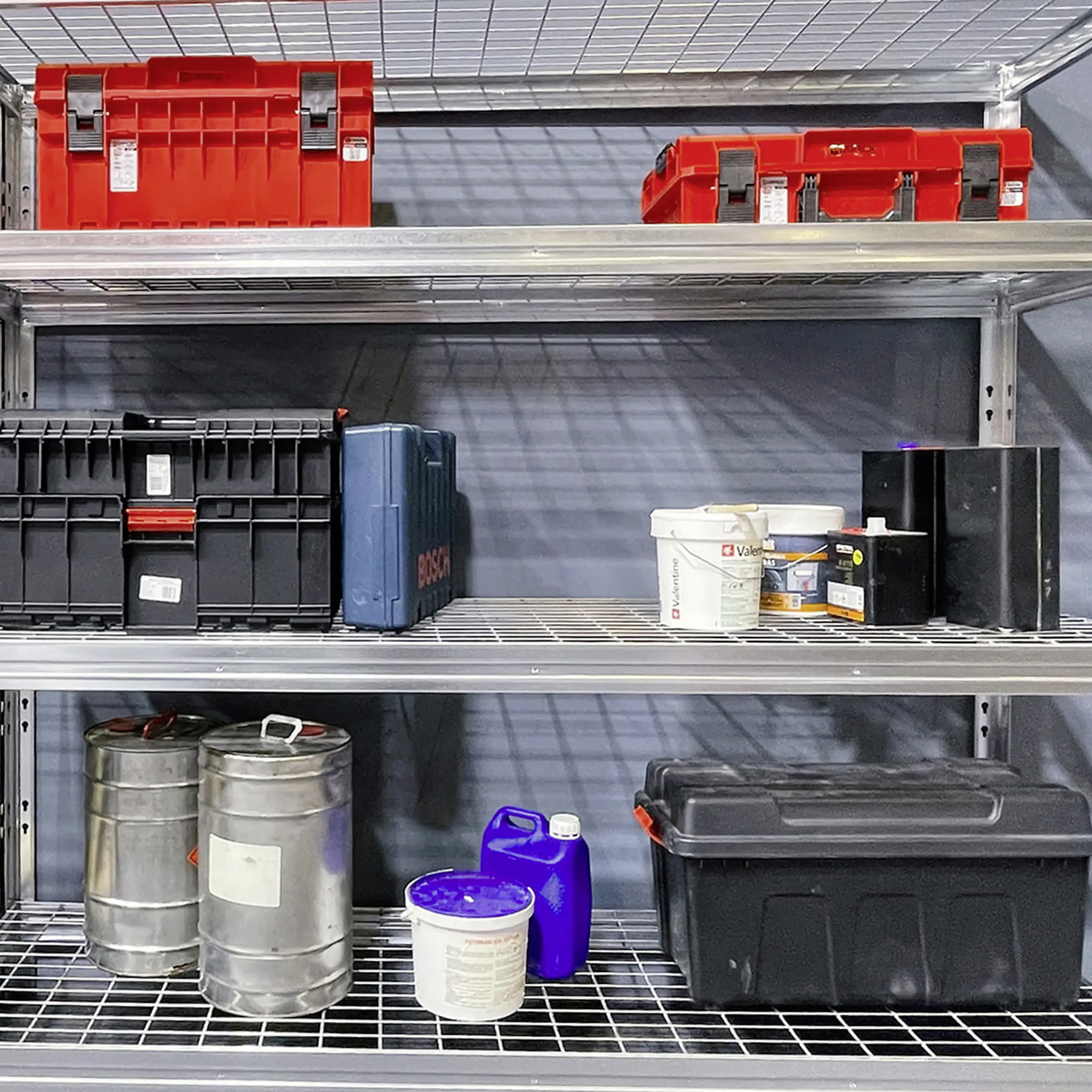 Ar Shelving Schwerlastregal Bullrack Rivet Wire verzinkt 200 x 210 cm 4 Stahlgitterböden 2400 kg