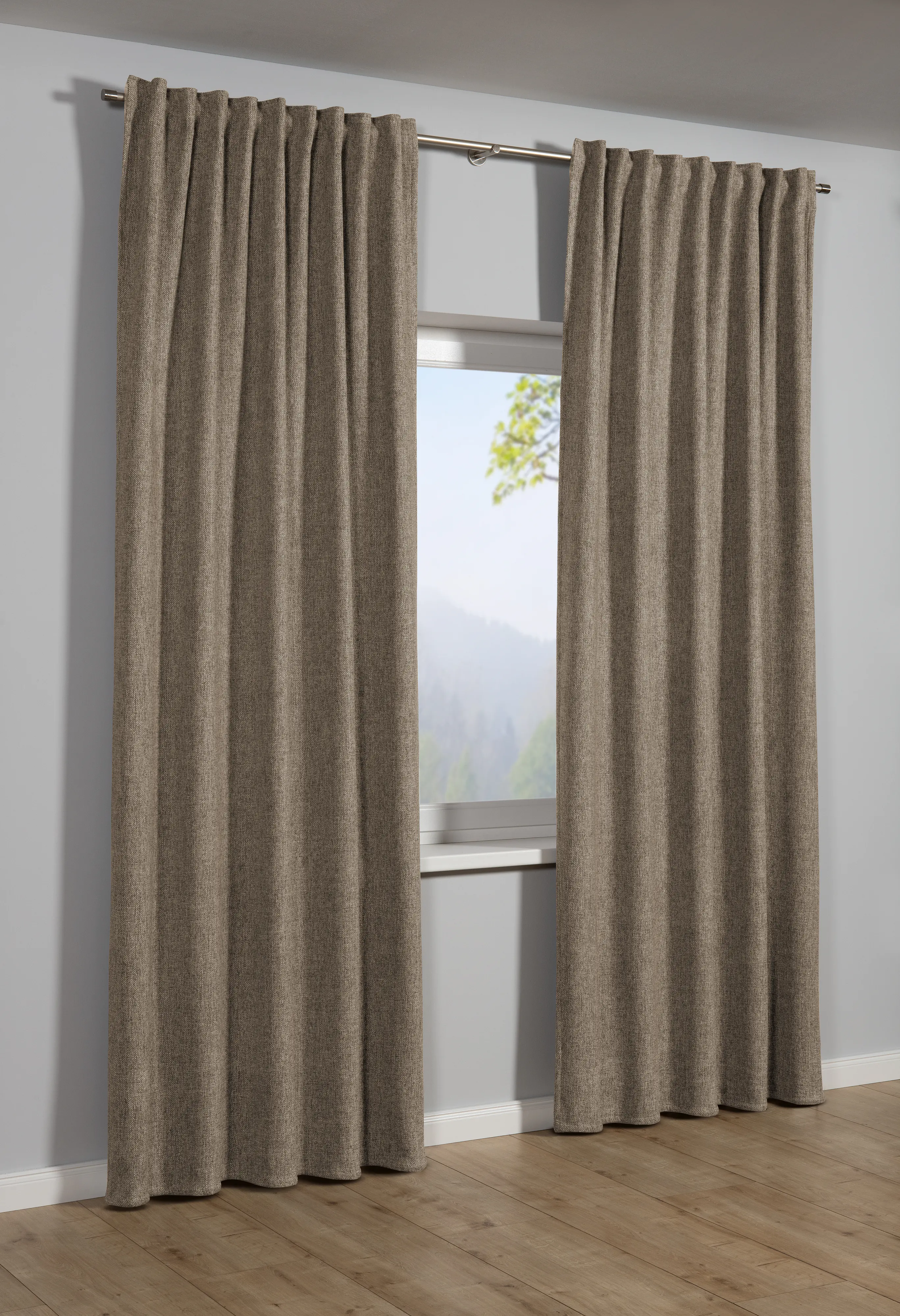 Sehlbach Fertigschal mit Gardinenband Dimout 130 x 245 cm braun