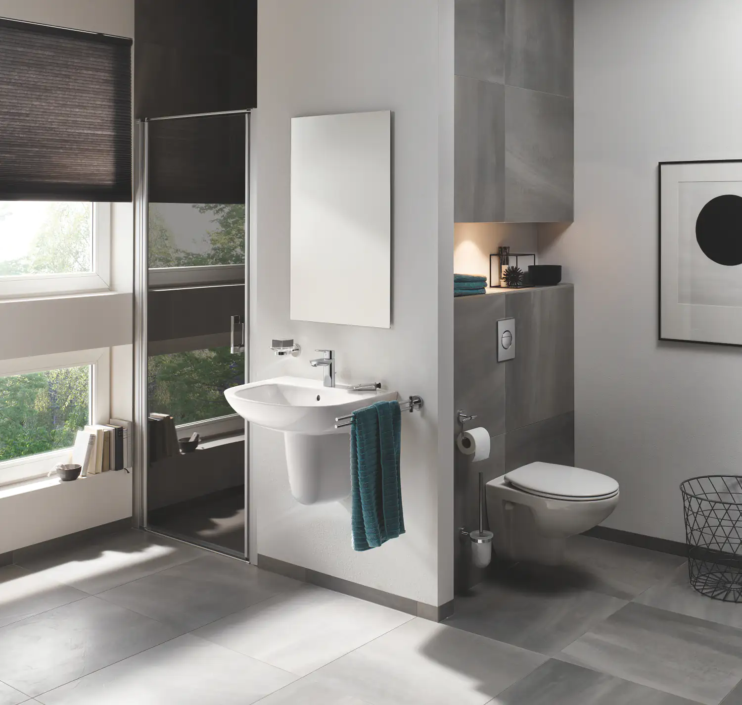 Grohe Start Flow Waschtischarmatur S-Size verchromt, wassersparend mit Schnell-Montage System