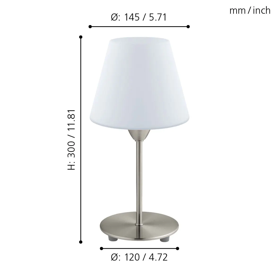 Eglo Tischleuchte Damasco 1 nickel-matt 30 x 14,5 cm E14, max. 60 W