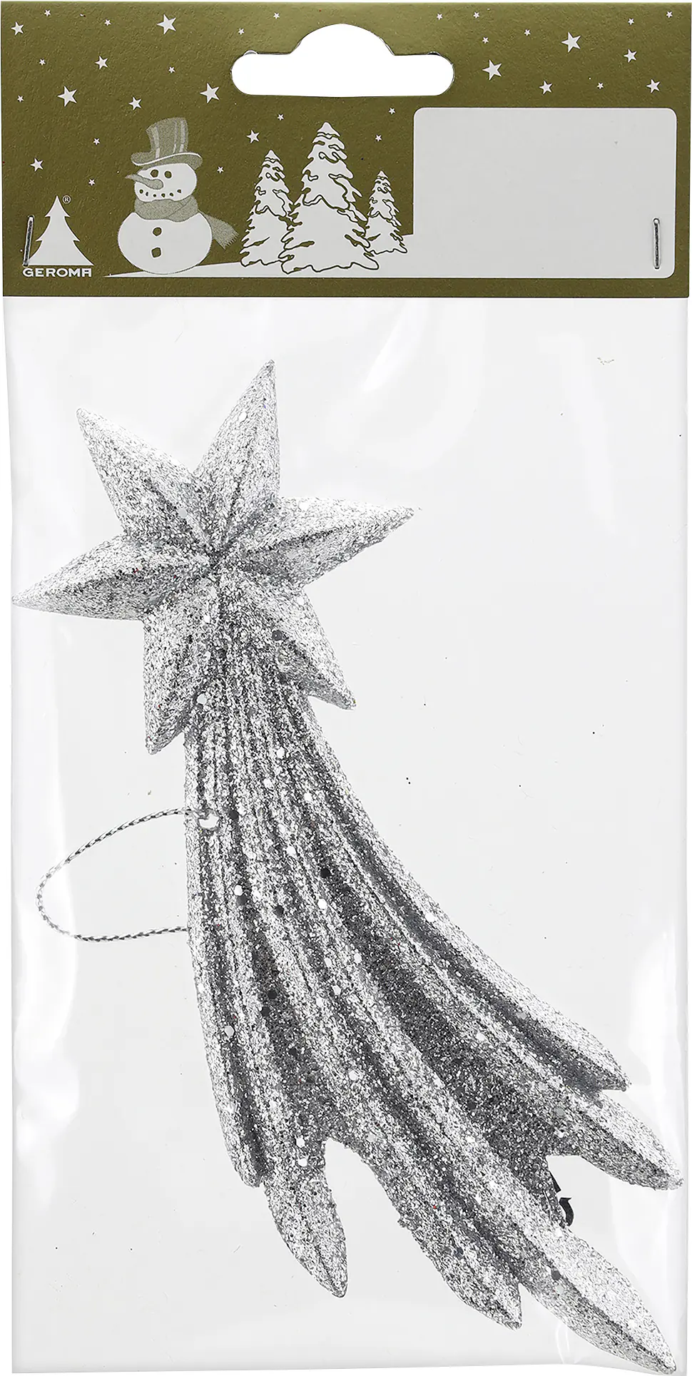 Dekohänger Sternschnuppe Kunststoff 16 x 5 cm silber 