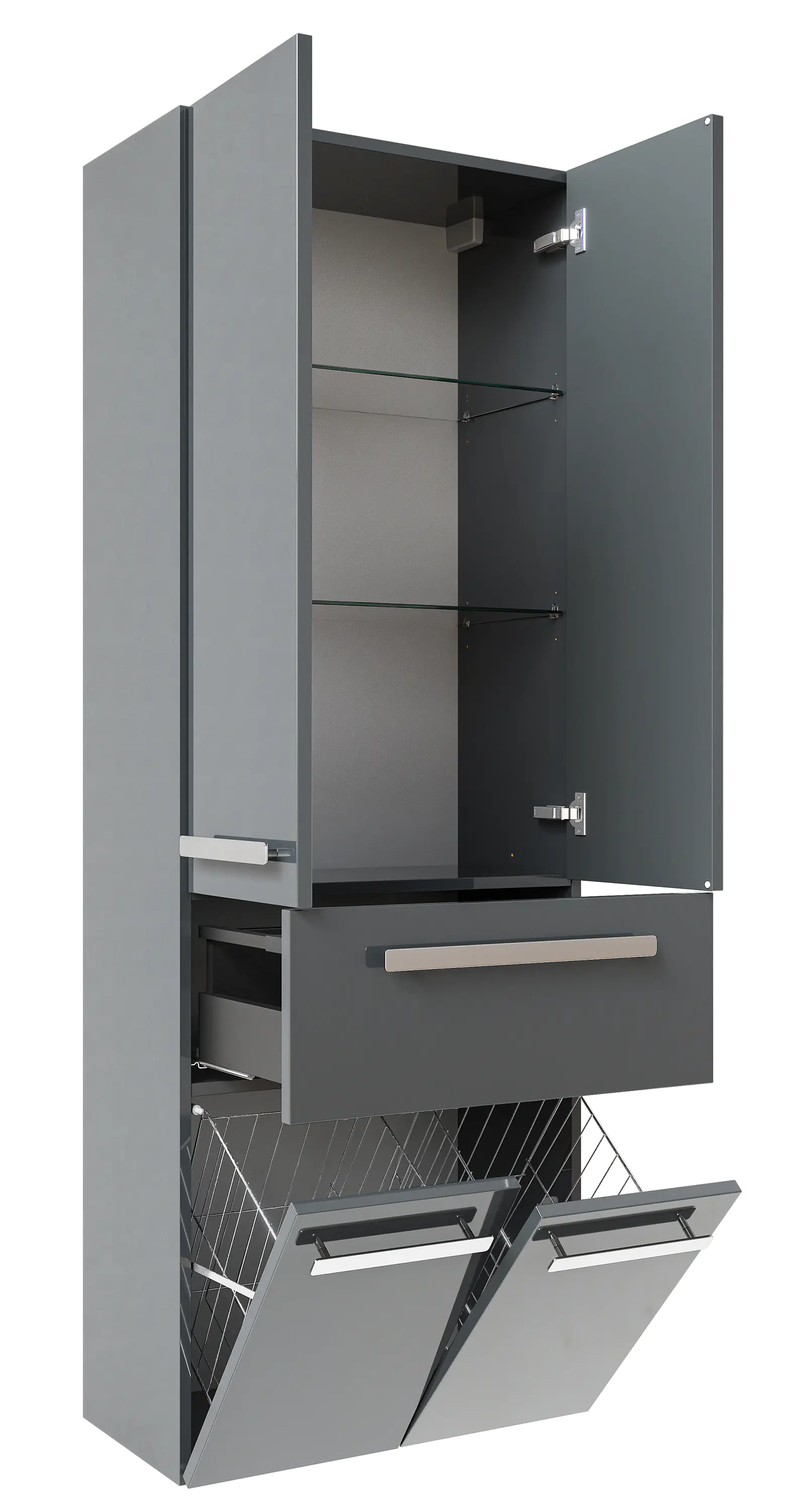 Pelipal Hochschrank Fokus 4005 Lack steingrau Hochglanz, Breite 60 cm