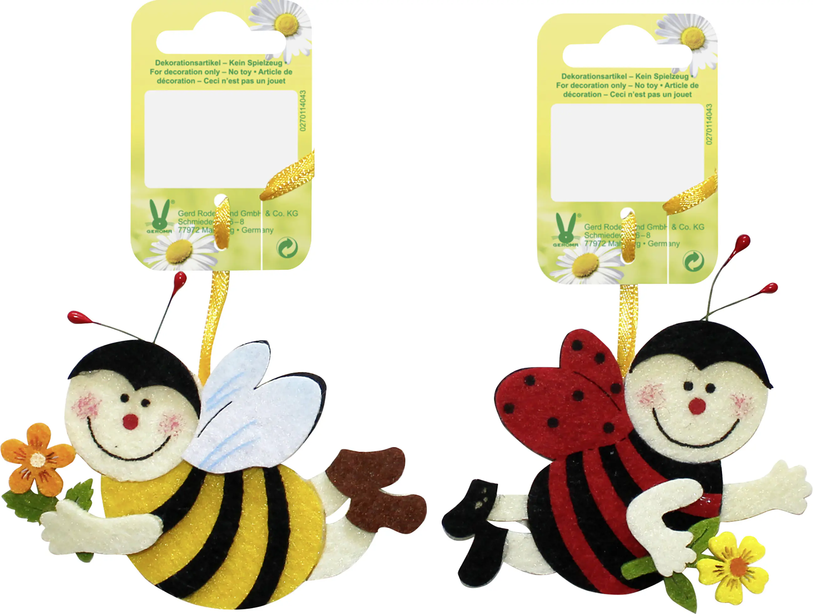 Dekohänger Filz Biene Marienkäfer 9 cm bunt