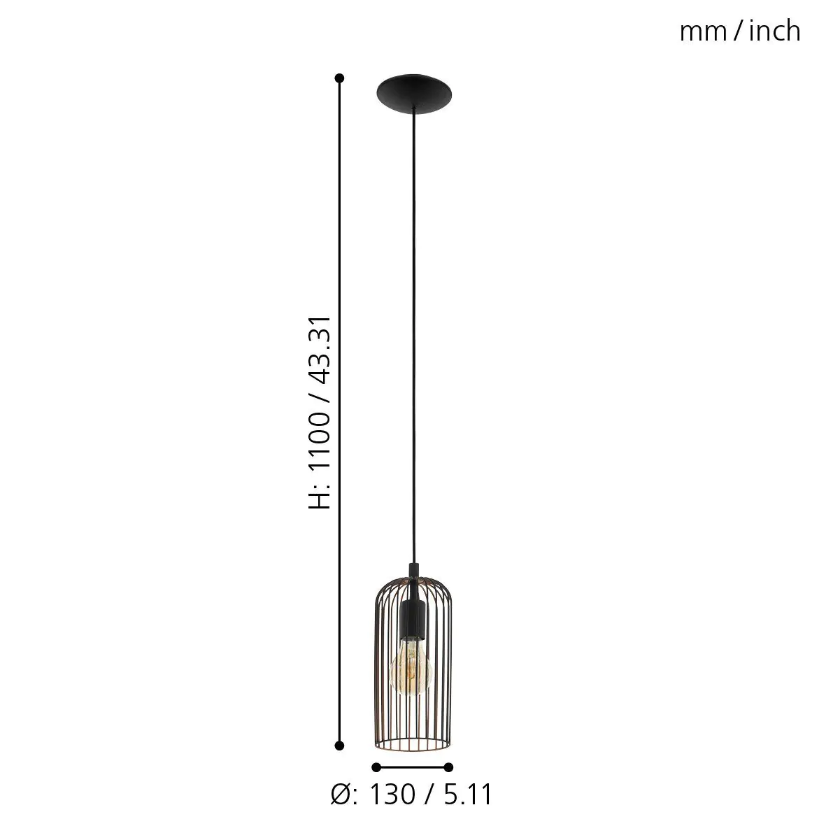 Eglo Pendelleuchte Roccamena schwarz-kupfer Ø 13 cm E27 Eglo Pendelleuchte Roccamena schwarz-kupfer Ø 13 cm E27