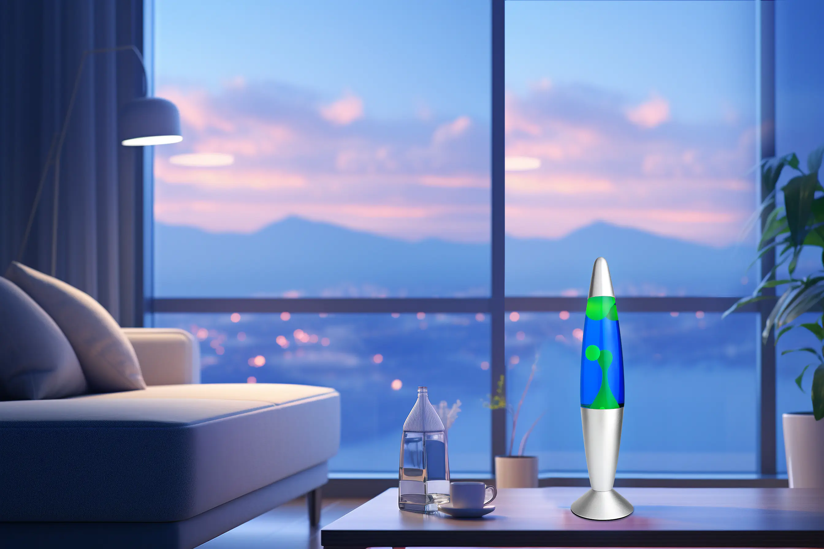 LED Lavalampe Osaka grün-blau 41 x 11 cm warmweiß