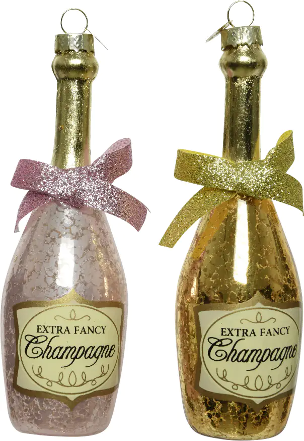 Kaemingk Weihnachtsbaumanhänger Flasche aus Glas mit Schleife