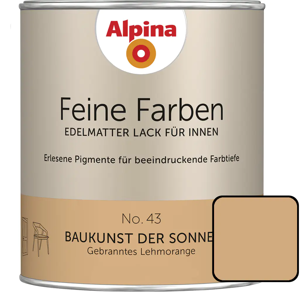 Alpina Feine Farben Lack No. 43 Baukunst der Sonne  lehmorange edelmatt 750 ml