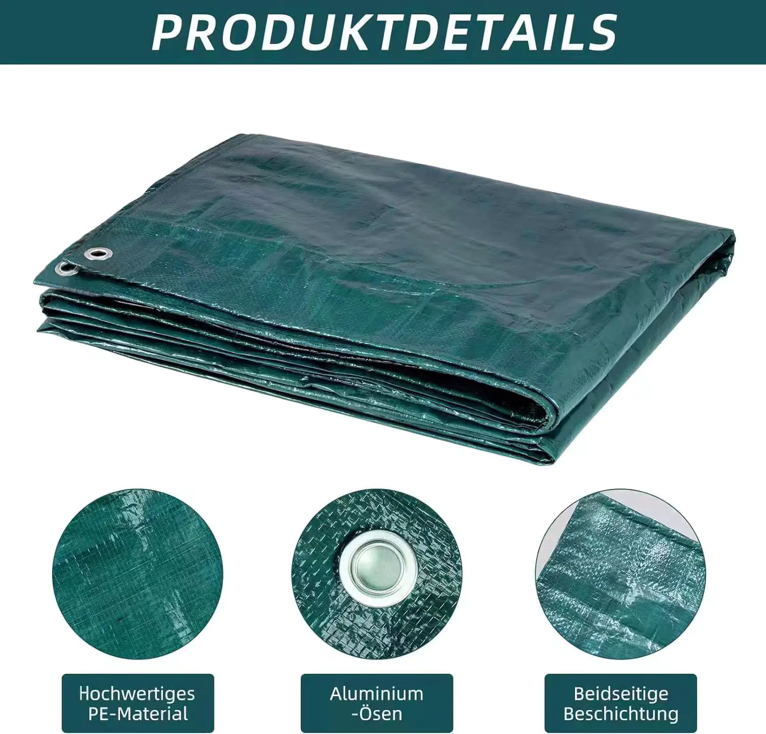 TrendLine Gewebeplane 110 g/m² 4 x 6 m = 24 m² grün mit Ösen