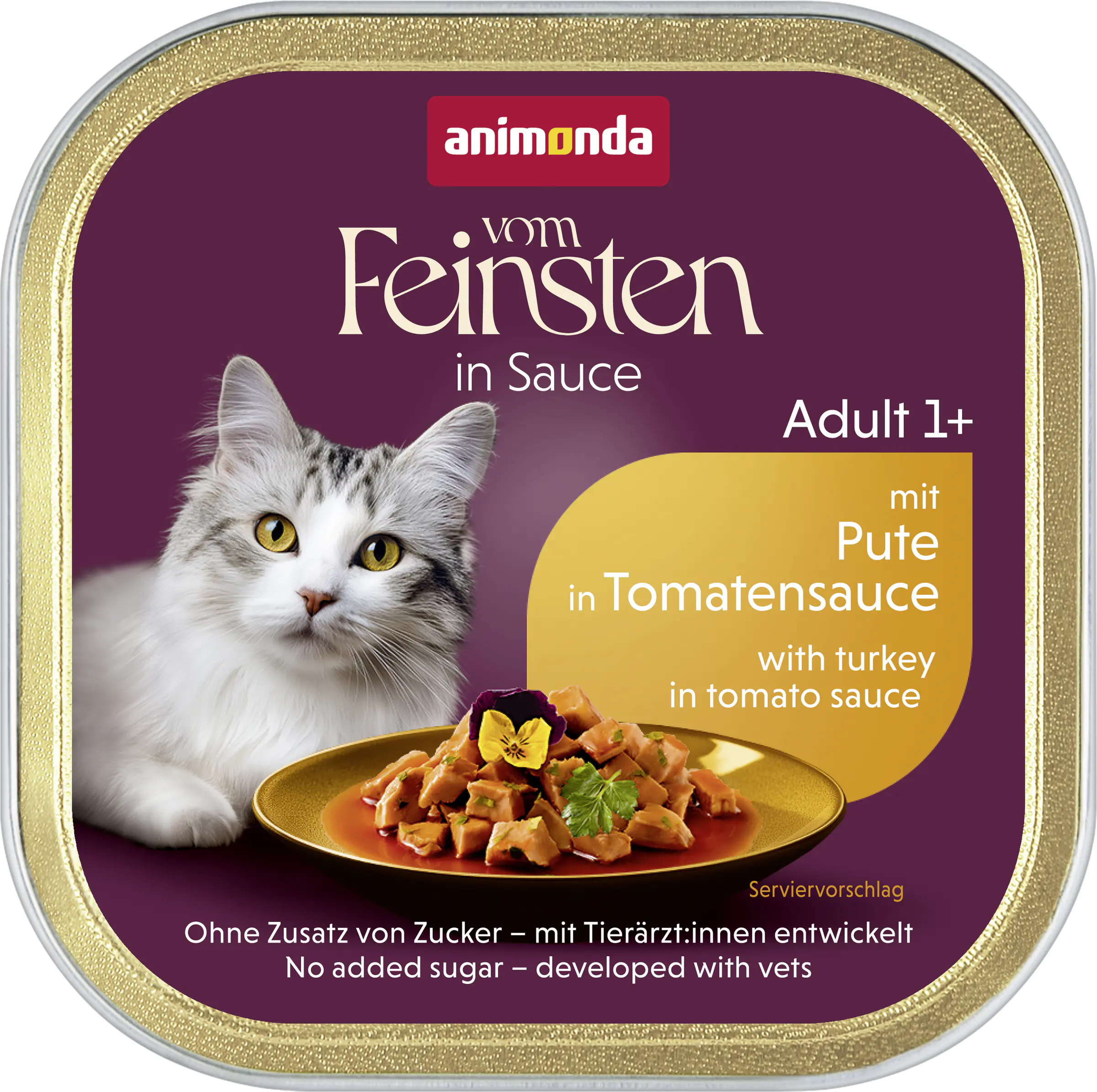 Animonda vom Feinsten in Sauce Katzennassfutter Adult getreidefrei 100 g Pute in Tomatensauce