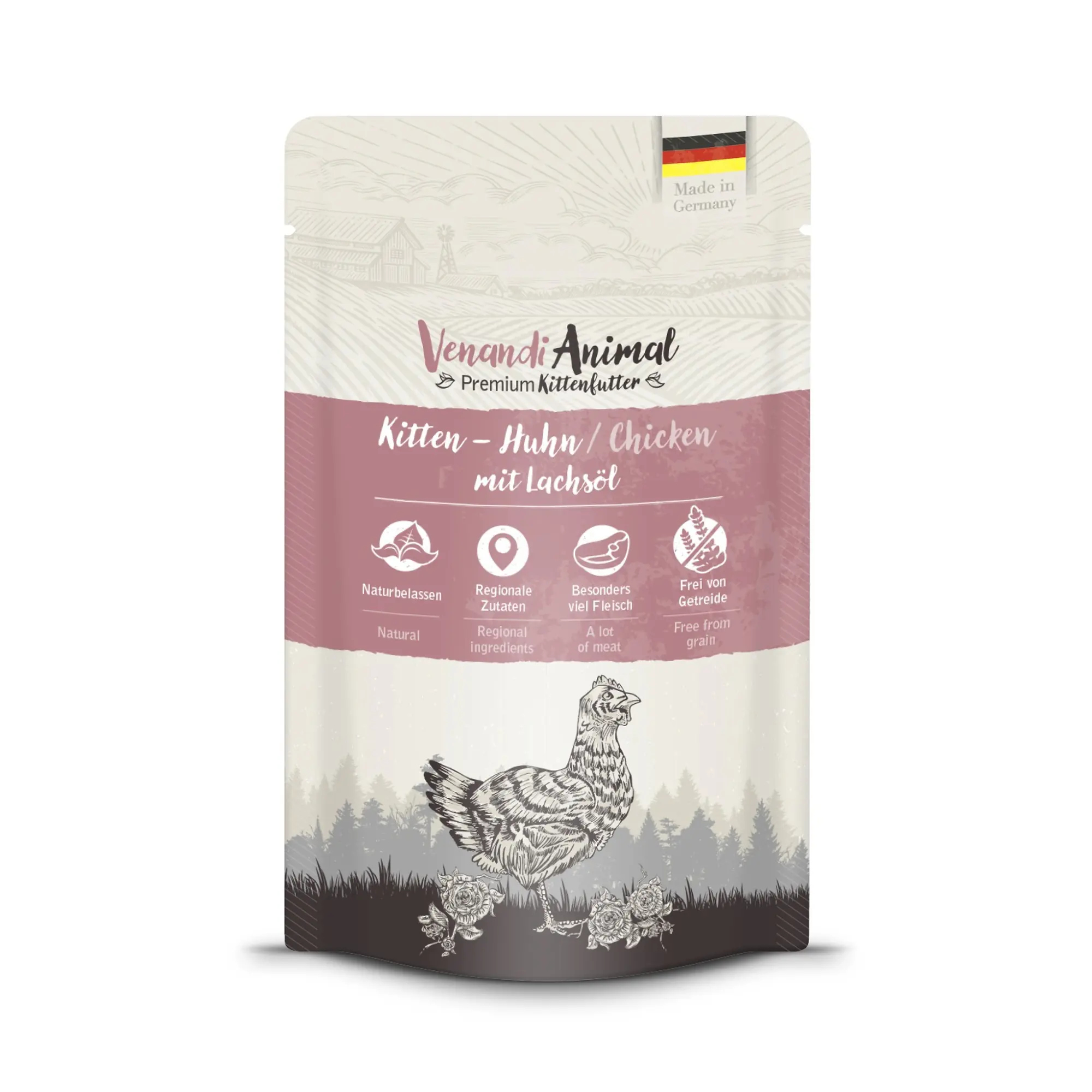 Venandi Katzennassfutter Junior getreidefrei 125 g Huhn mit Lachsöl