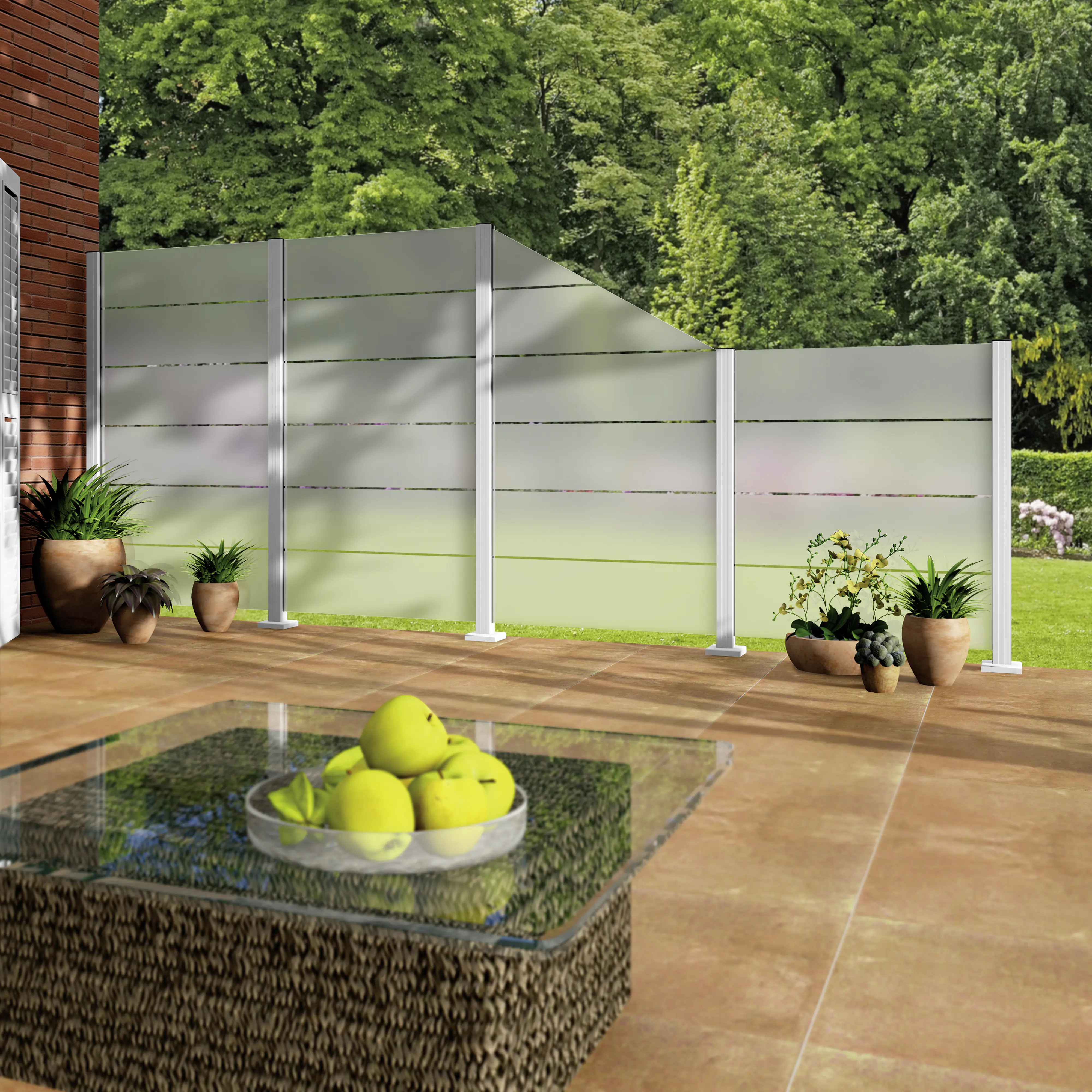 Ambiente Glaszaun Erweiterungsset Klarglas mit Siebdruck 187 x 55,7 cm weiß Ambiente Glaszaun Erweiterungsset Klarglas mit Siebdruck 187 x 55,7 cm weiß