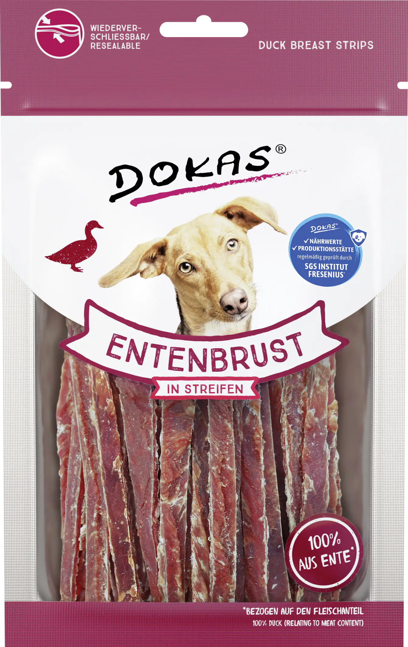 Dokas Hundesnack Entenbrust in Streifen 70 g Dokas Hundesnack Entenbrust in Streifen 70 g