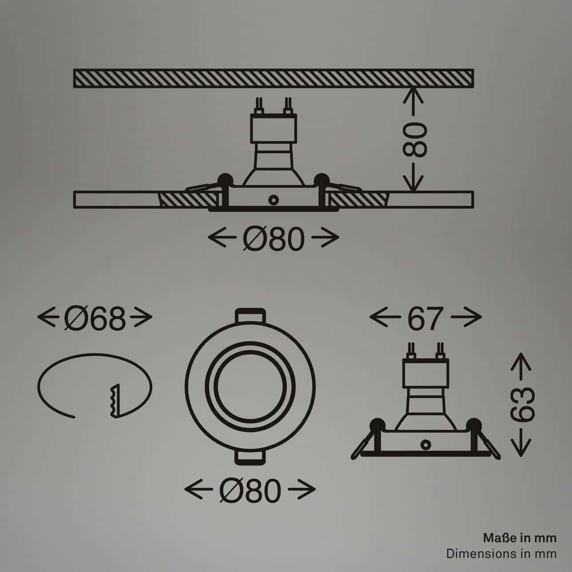 Briloner 3er Set LED Einbauleuchten Piwo weiß Ø 8 cm