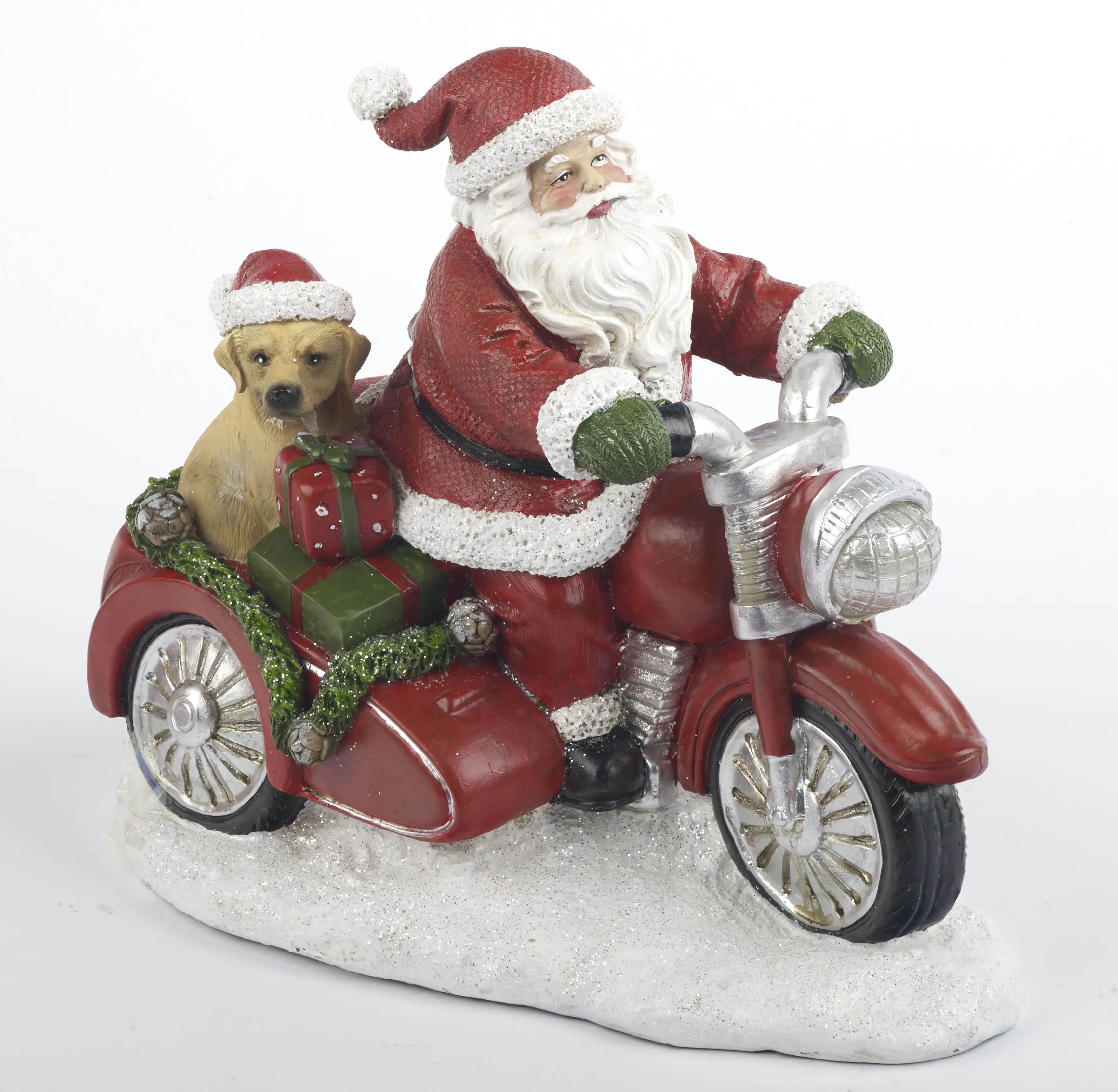 TrendLine Dekofigur Weihnachtsmann auf Motorrad 27 x 13,7 x 23 cm