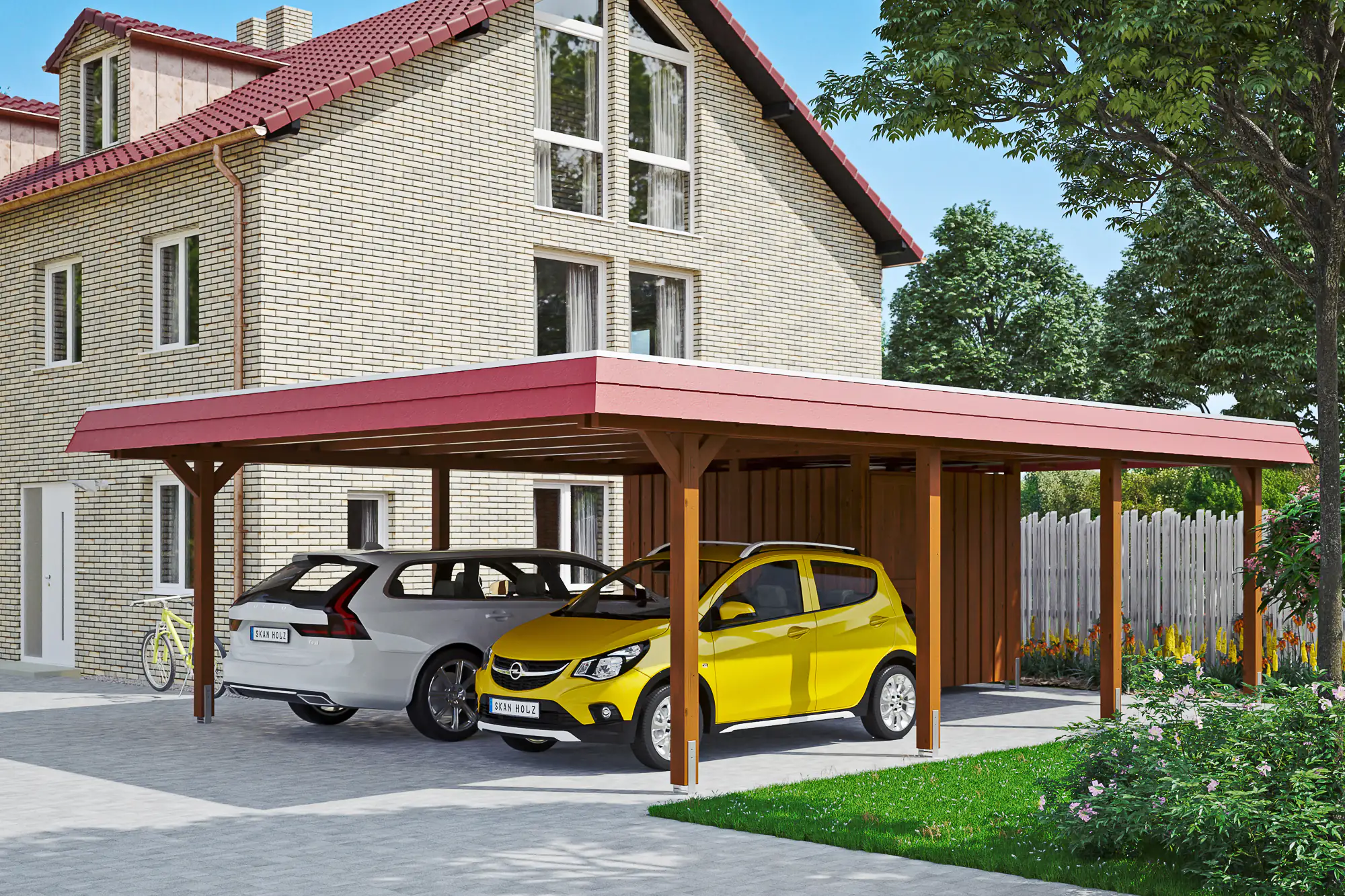 SKAN HOLZ Carport Wendland mit Abstellraum 630 x 879 cm mit EPDM-Dach