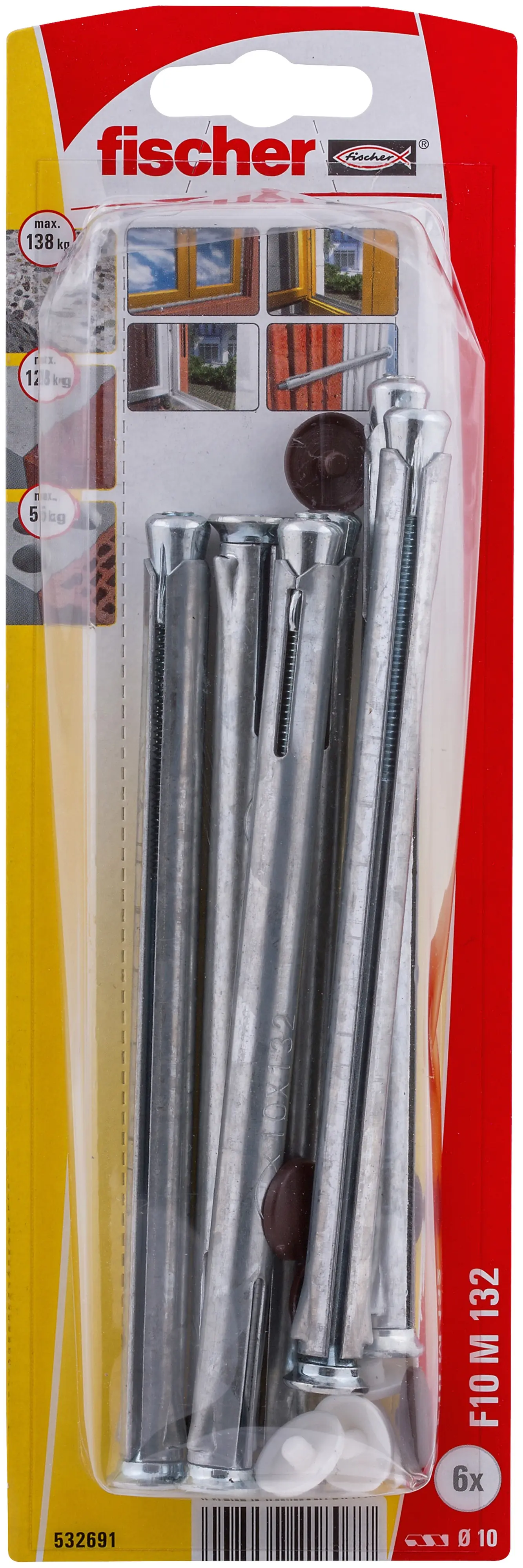 Fischer Fensterrahmendübel F 10 M 132 10 x 132 mm - 6 Stück