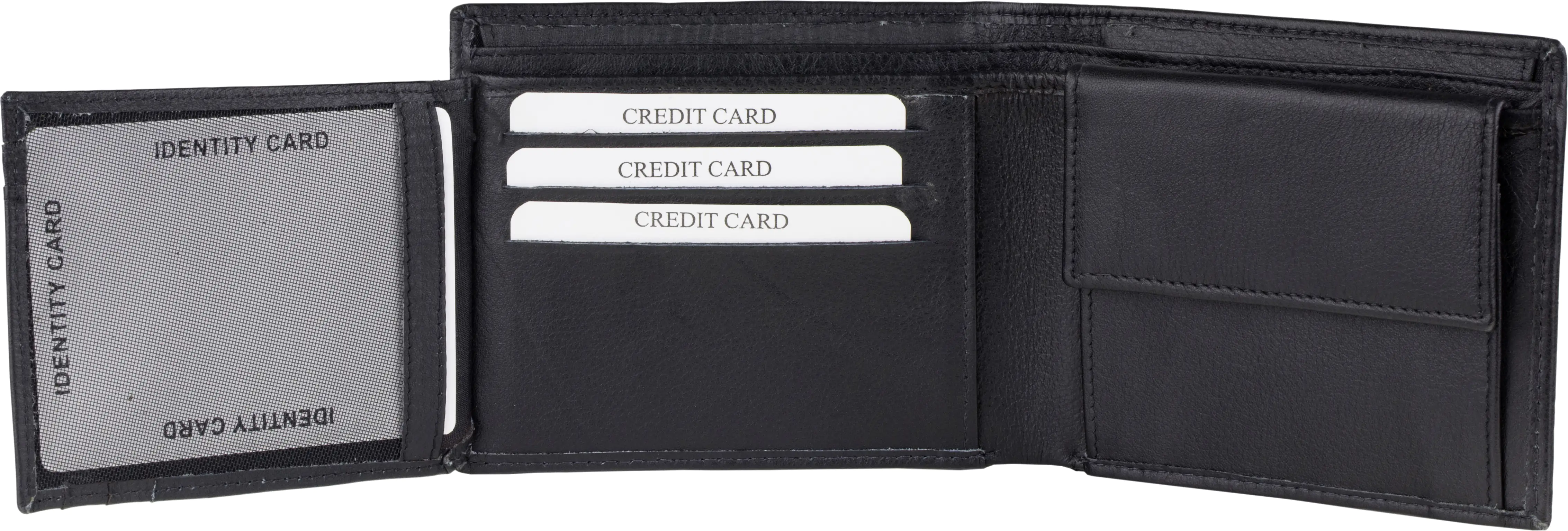 Geldbörse Leder schwarz 12 x 2 x 10 cm