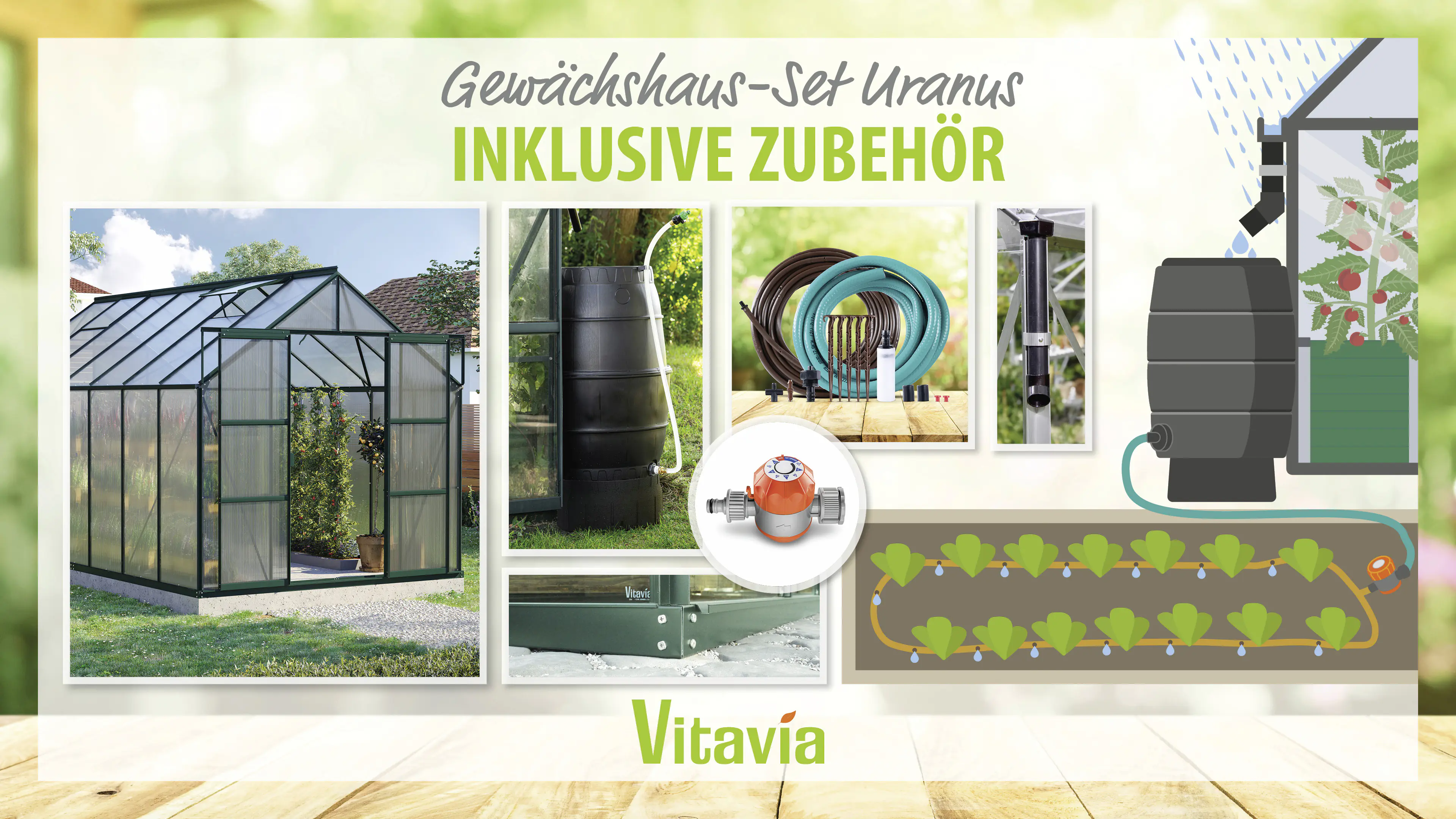 Vitavia Gewächshaus-Set Uranus 11500 HKP 4 mm smaragd 254 x 441 cm 