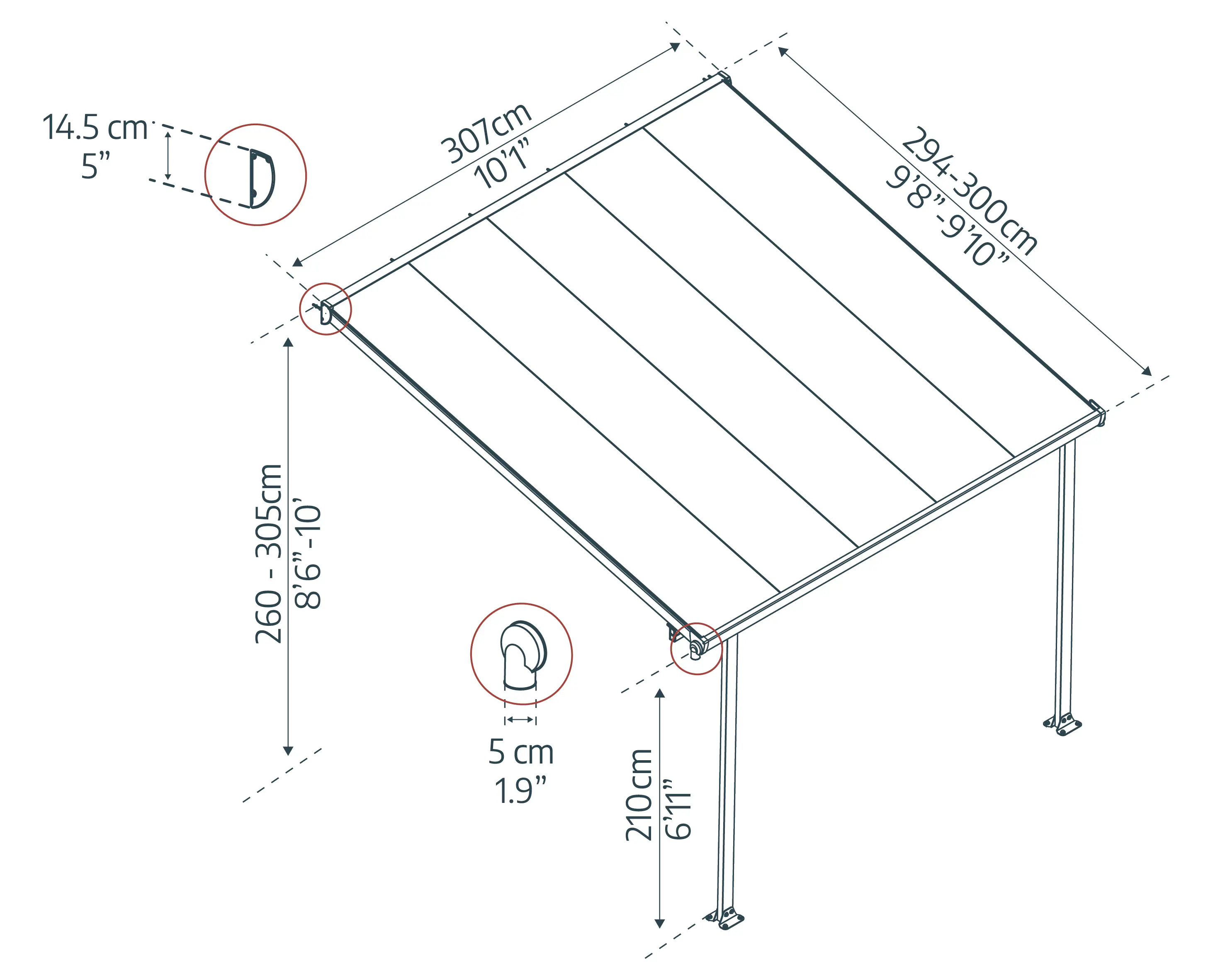 Canopia Terrassenüberdachung Feria  307 x 294 cm weiß