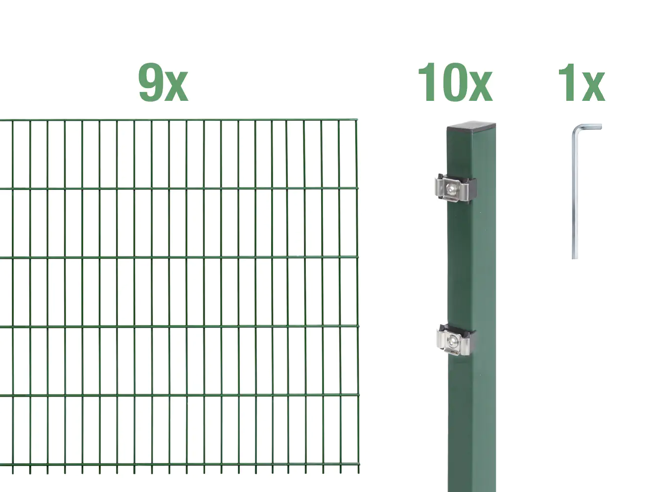 Alberts Doppelstabmatten-Grundset 18 m 200 x 120 cm 6/5/6 grün Alberts Doppelstabmatten-Grundset 18 m 200 x 120 cm 6/5/6 grün