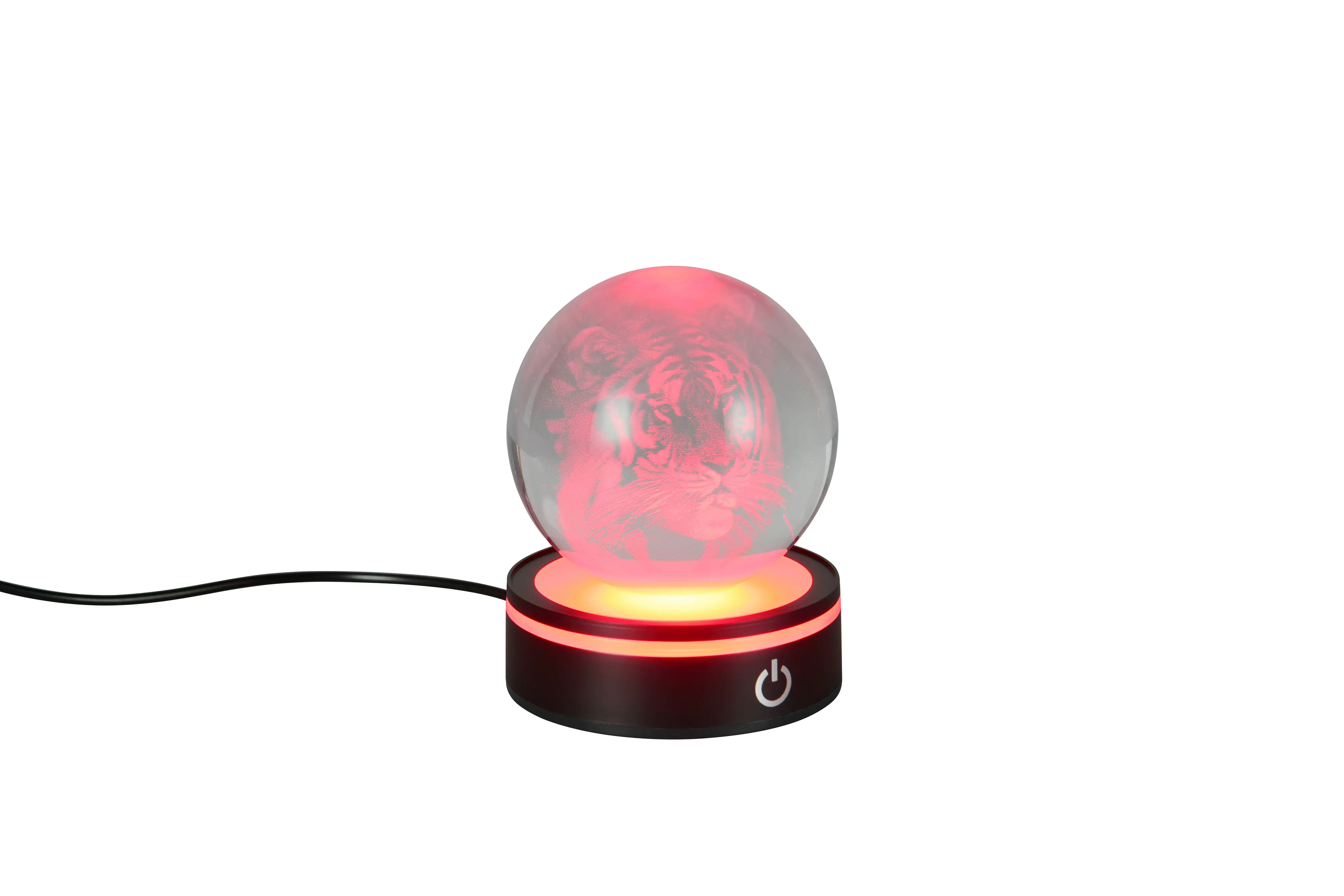 Reality LED-Tischleuchte Rosebud Fun Tiger Ø 8 cm kaltweiß schwarz matt