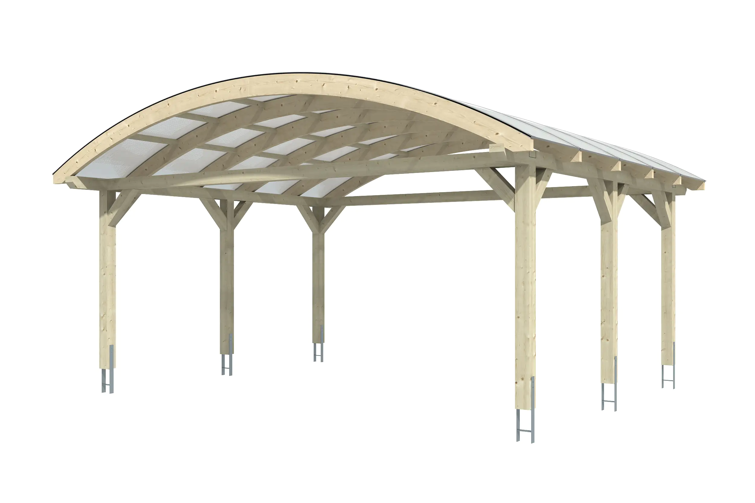 SKAN HOLZ Bogendach-Carport Franken 635 x 541 cm, lasiert in Schiefergrau