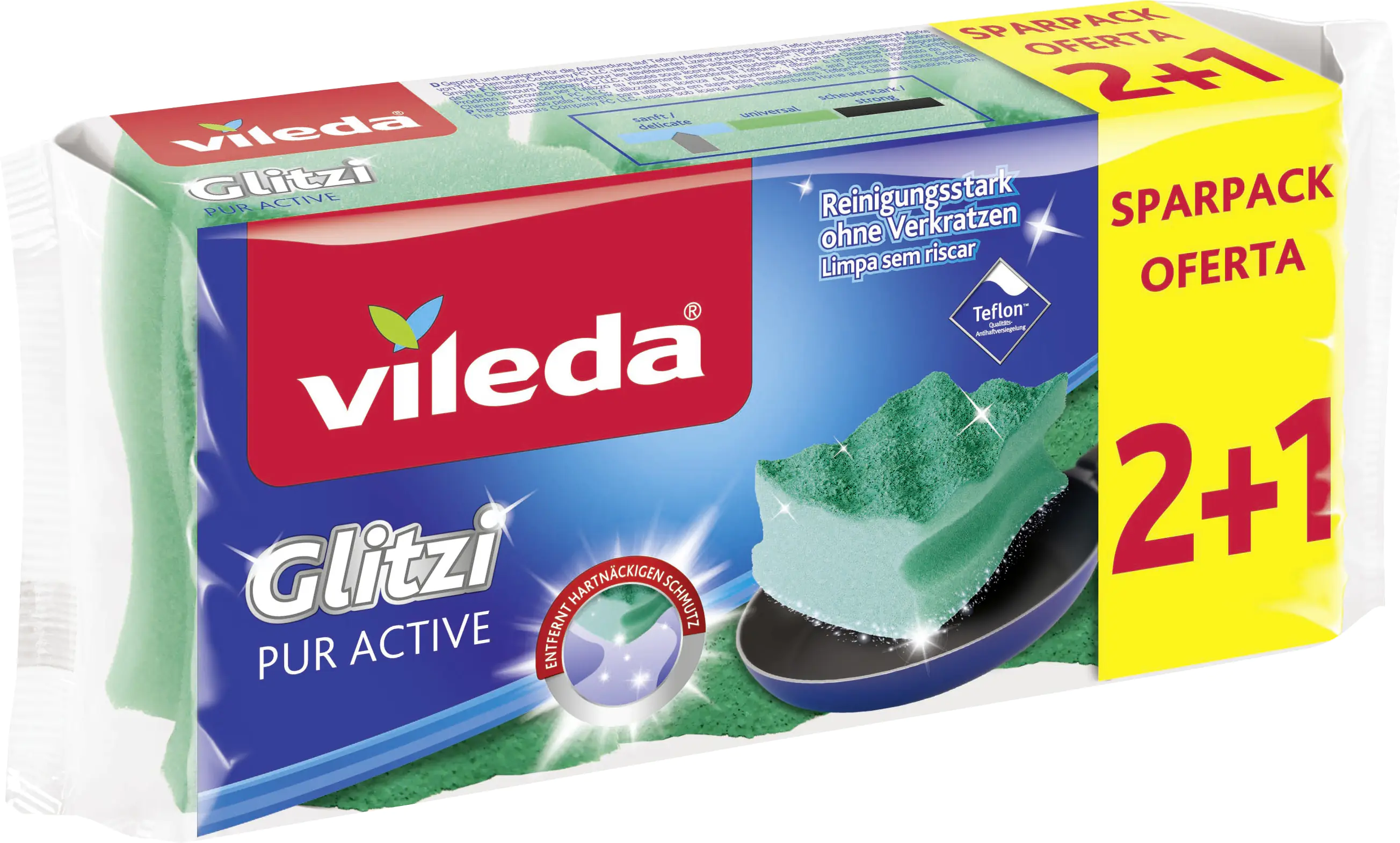 Vileda Topfreiniger Glitzi Pur Active 2+1 3 Stück Vileda Topfreiniger Glitzi Pur Active 2+1 3 Stück