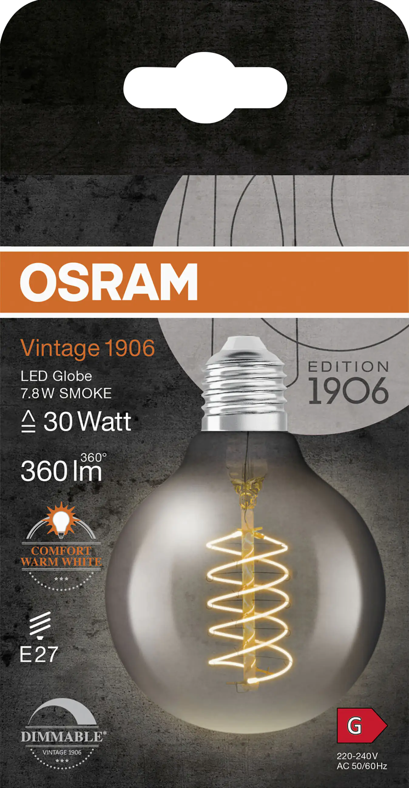 Osram LED Leuchtmittel Globe 80 E27 7,8 W warmweiß rauch